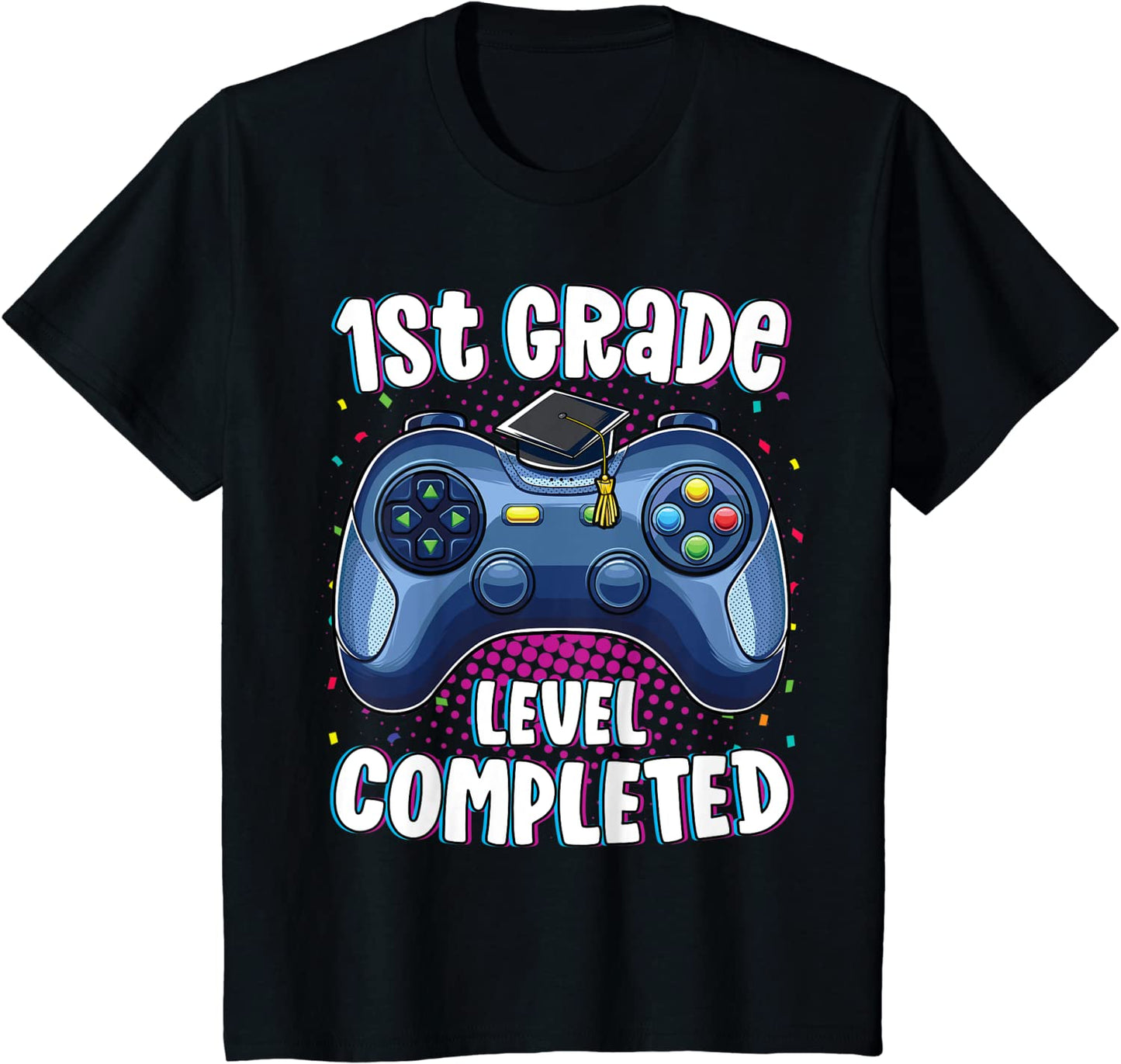 Kids 1st Grade Graduation Level Completed Gamer Graduation T-Shirt