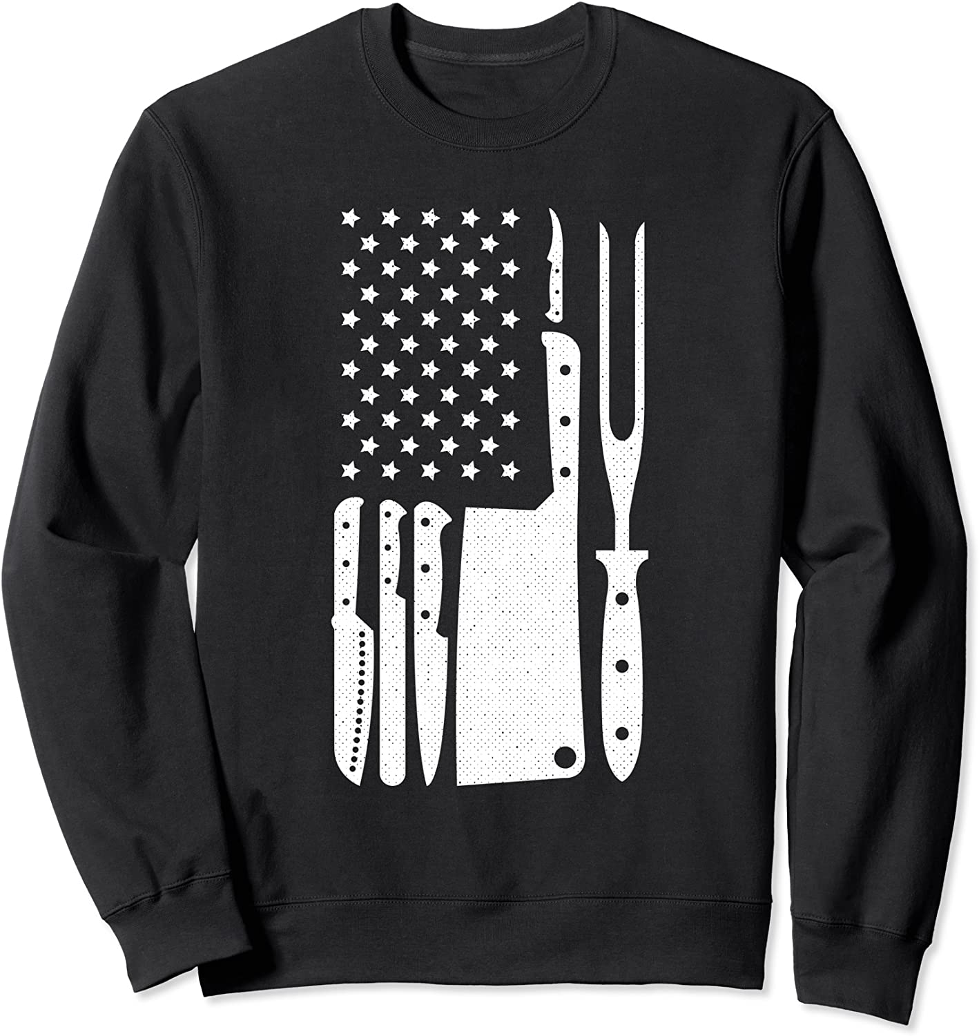 American Flag Chef Cool Knife Set Butcher Cook-ing Gift Sweatshirt