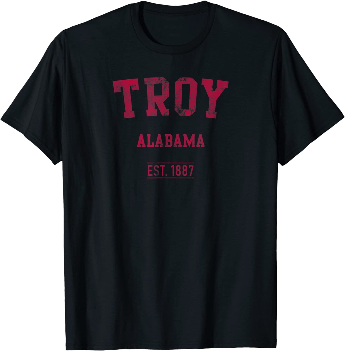 Troy Alabama Distressed Text Sport Style T-Shirt