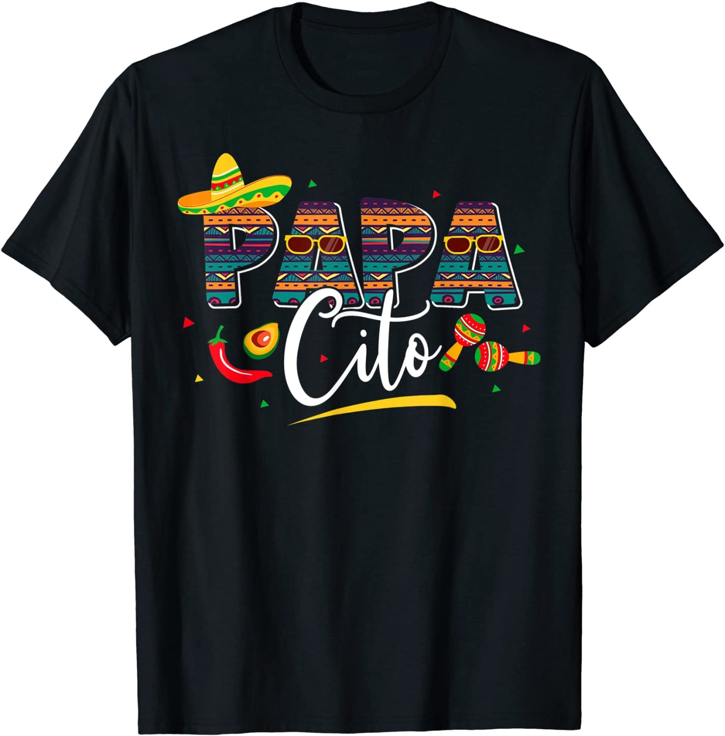 Mens Papacito Cinco de May Mexican Hat T-Shirt