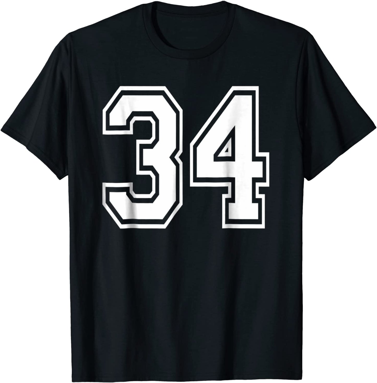 34 Numbered College Sports Team T-Shirts white front back