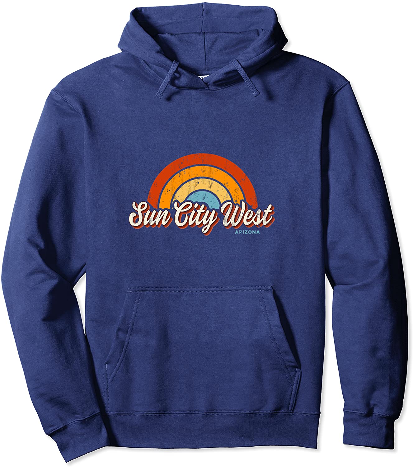 Sun City West Arizona AZ Vintage Rainbow Retro 70s Pullover Hoodie