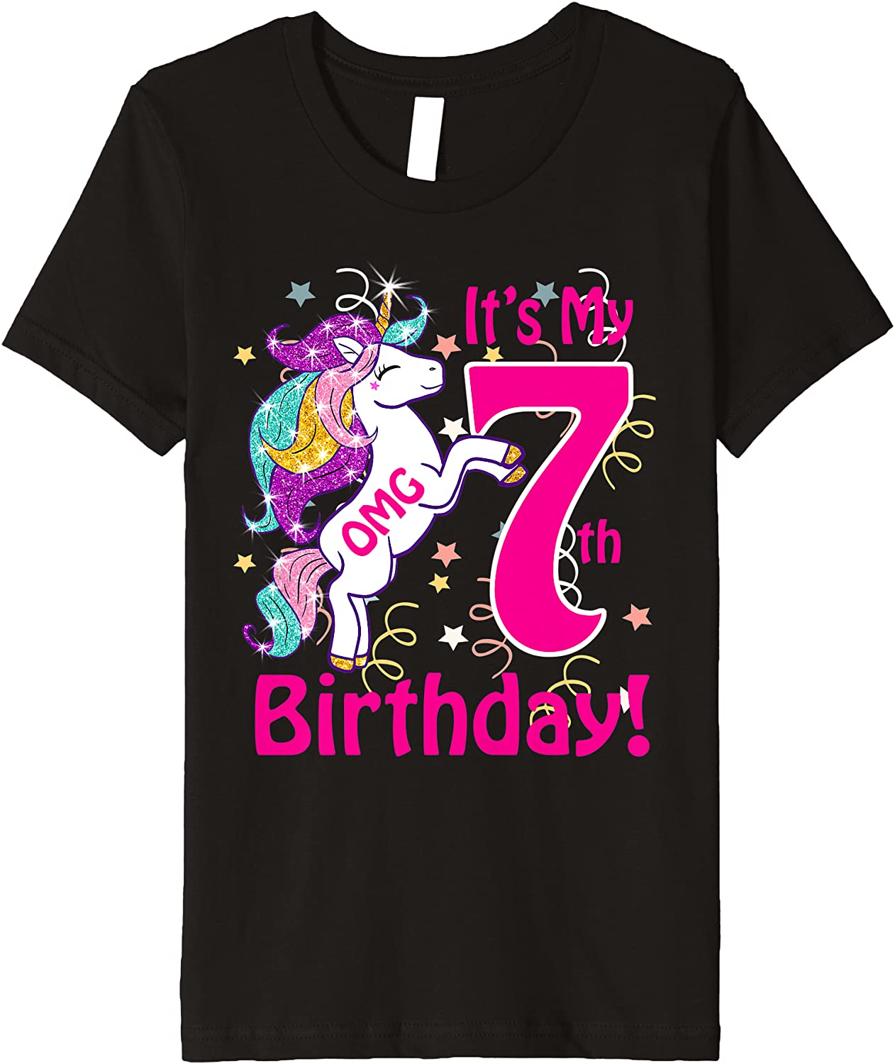 Kids OMG Its My 7th Birthday Girls Unicorn 7 years old outfit Premium T-Shirt