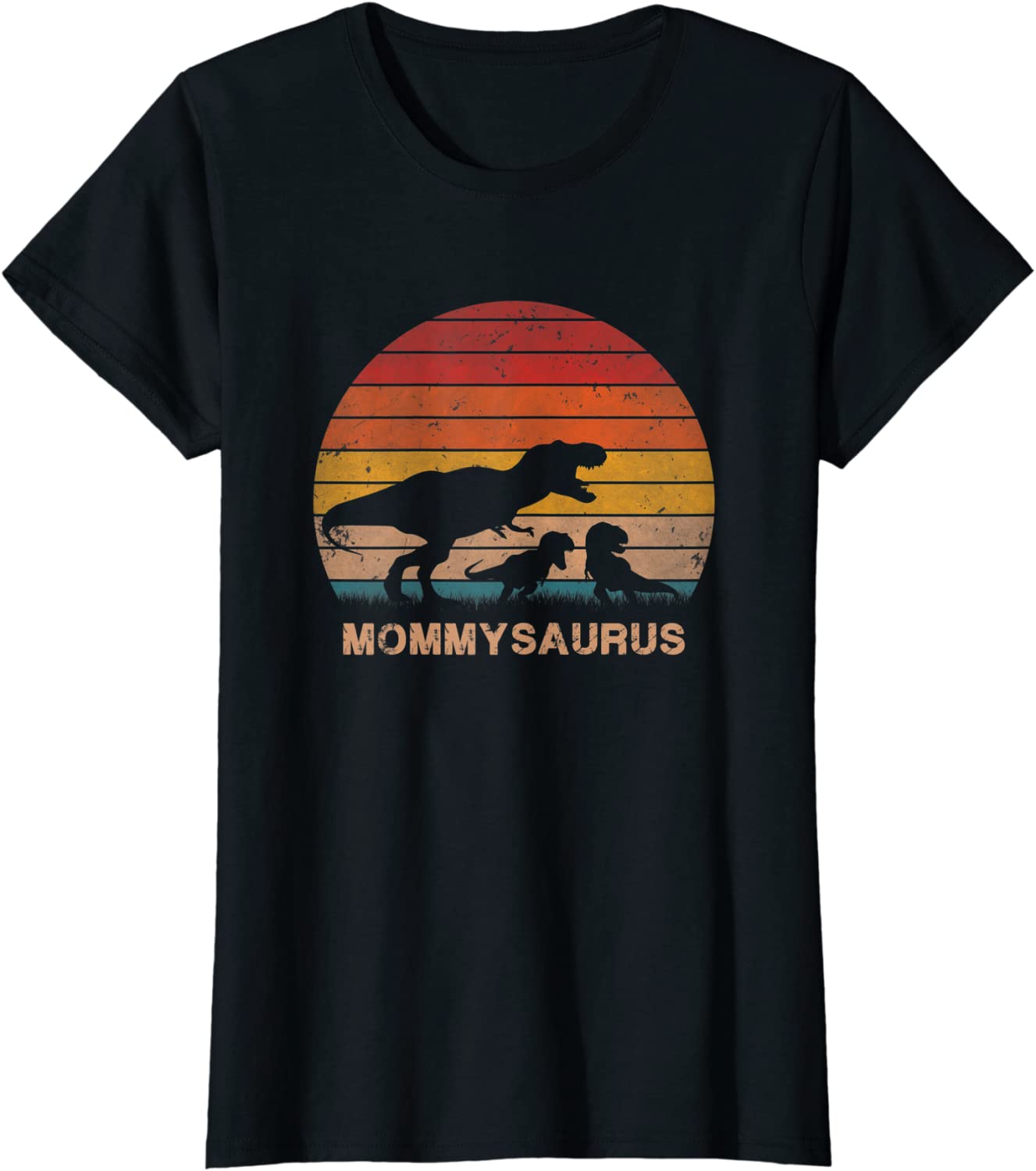 Womens Mommy Dinosaur Mommysaurus 2 Two Kids Son Daughter Mom Gift T-Shirt