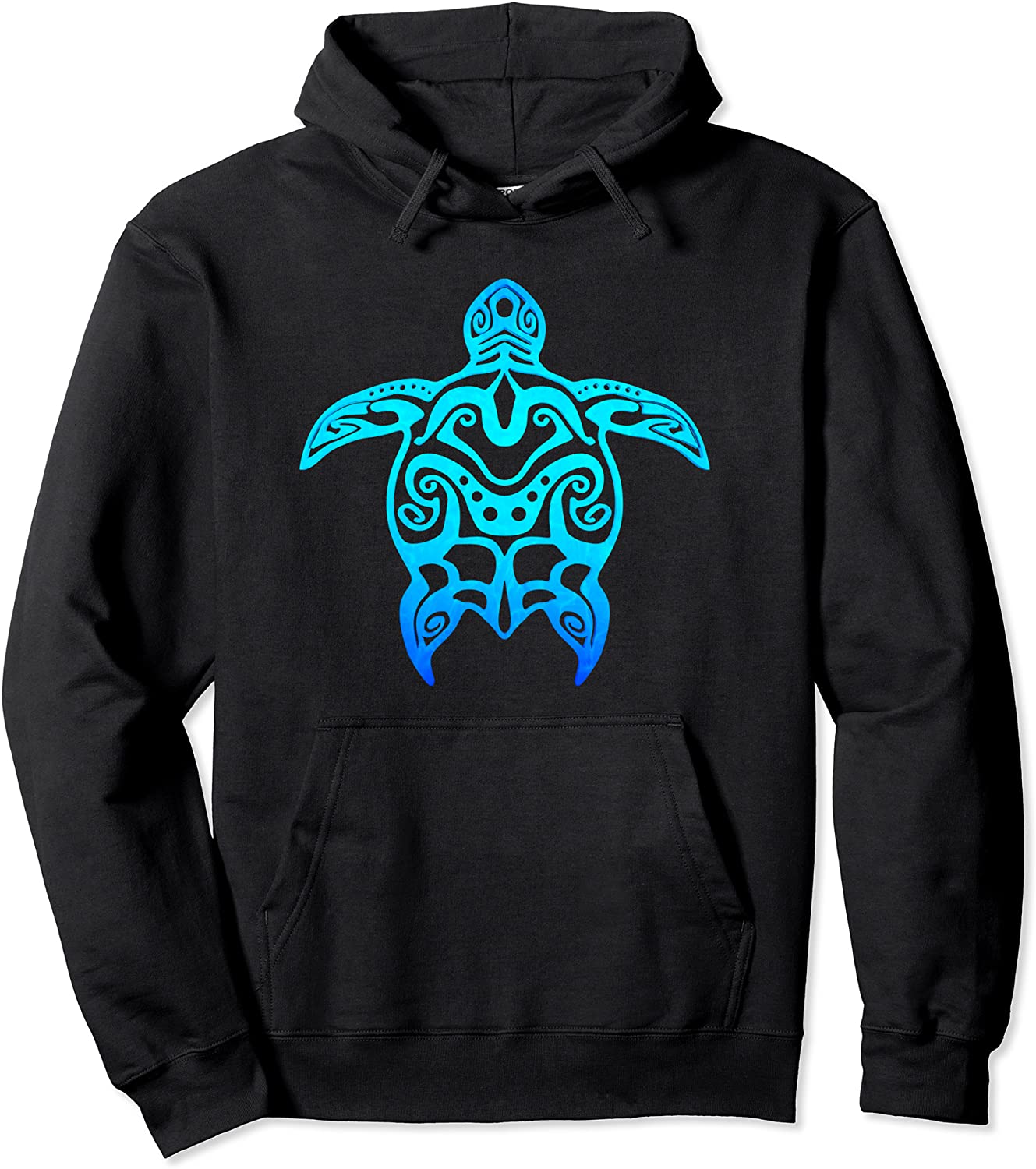Ocean Blue Tribal Hawaiian Sea Turtle Pullover Hoodie