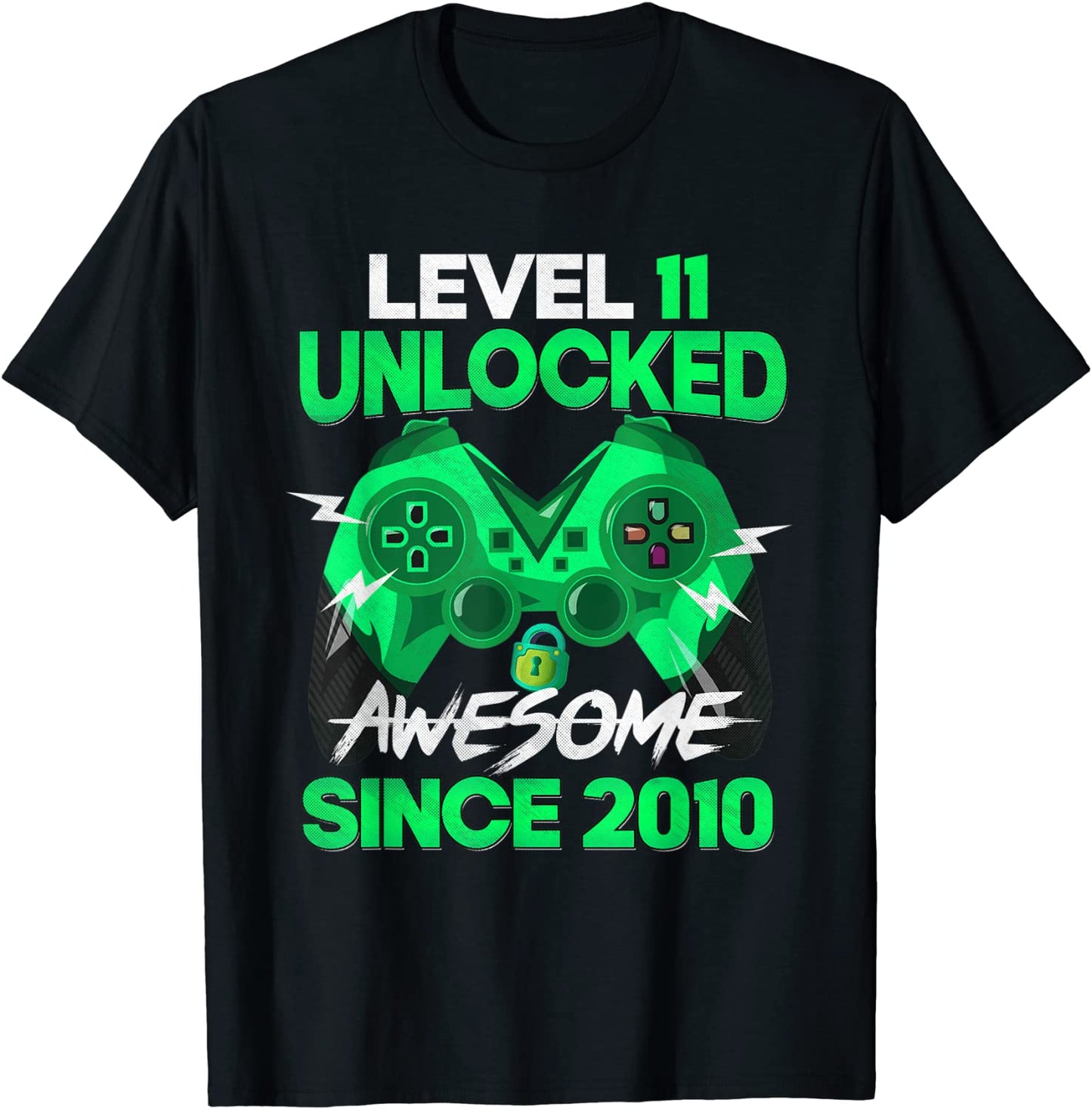11 Yrs Old Gift Boy Level 11 Unlocked Awesome 2010 Birthday T-Shirt