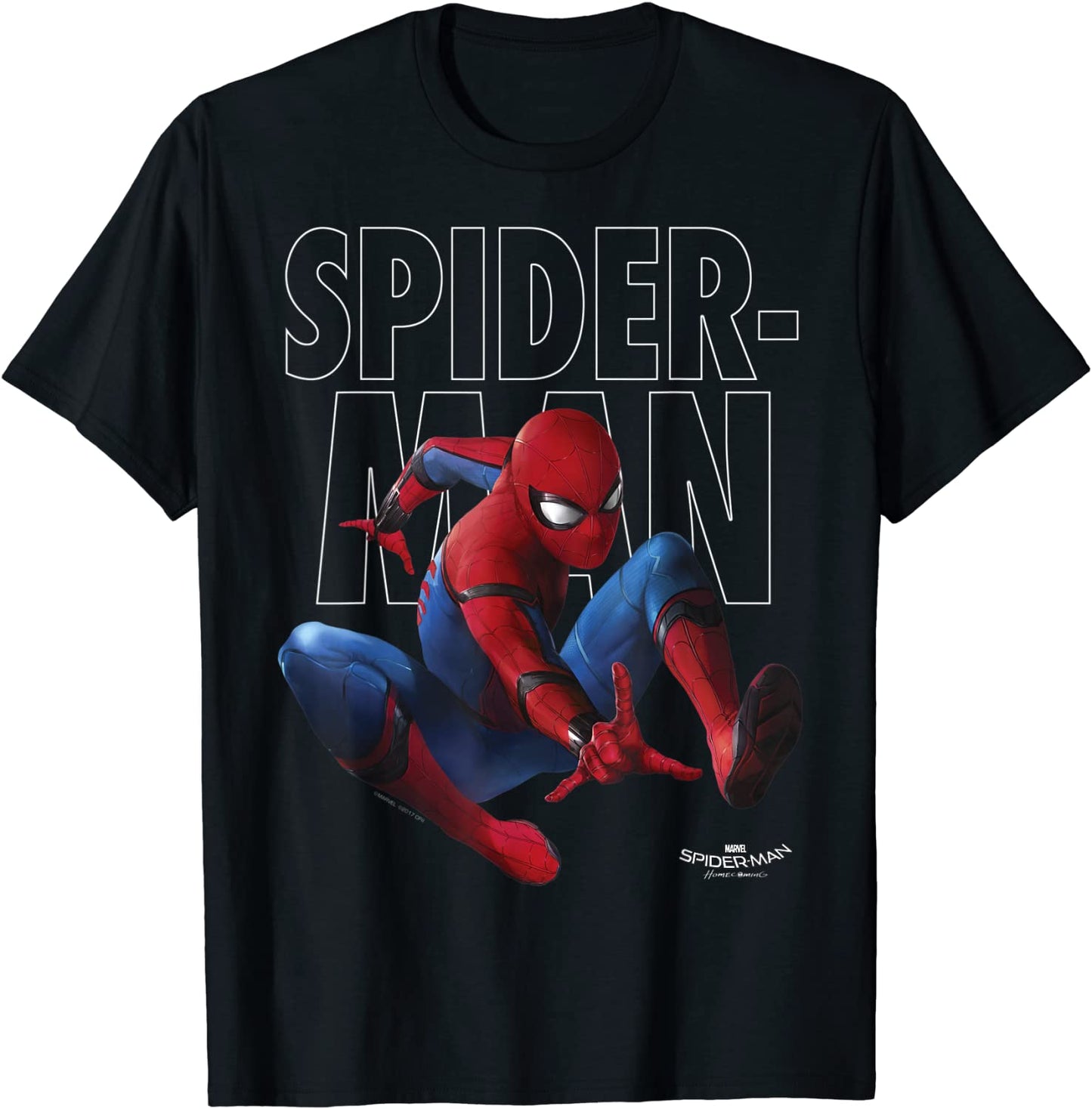Marvel Spider-Man Homecoming Outlined Epic Jump Pose T-Shirt T-Shirt