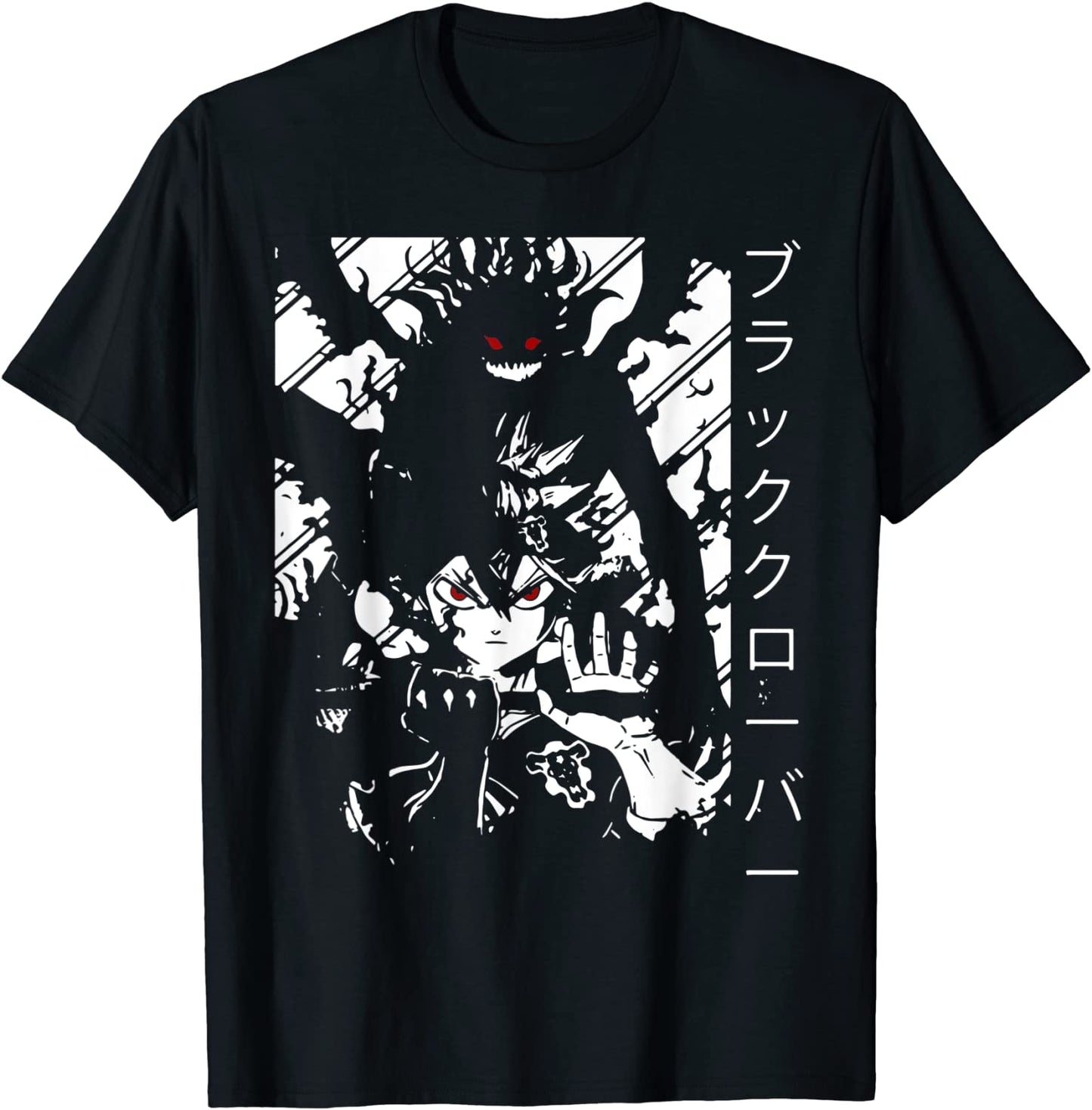 Vintage Japanese Anime Fantasy Clover Arts Black Manga Otaku T-Shirt