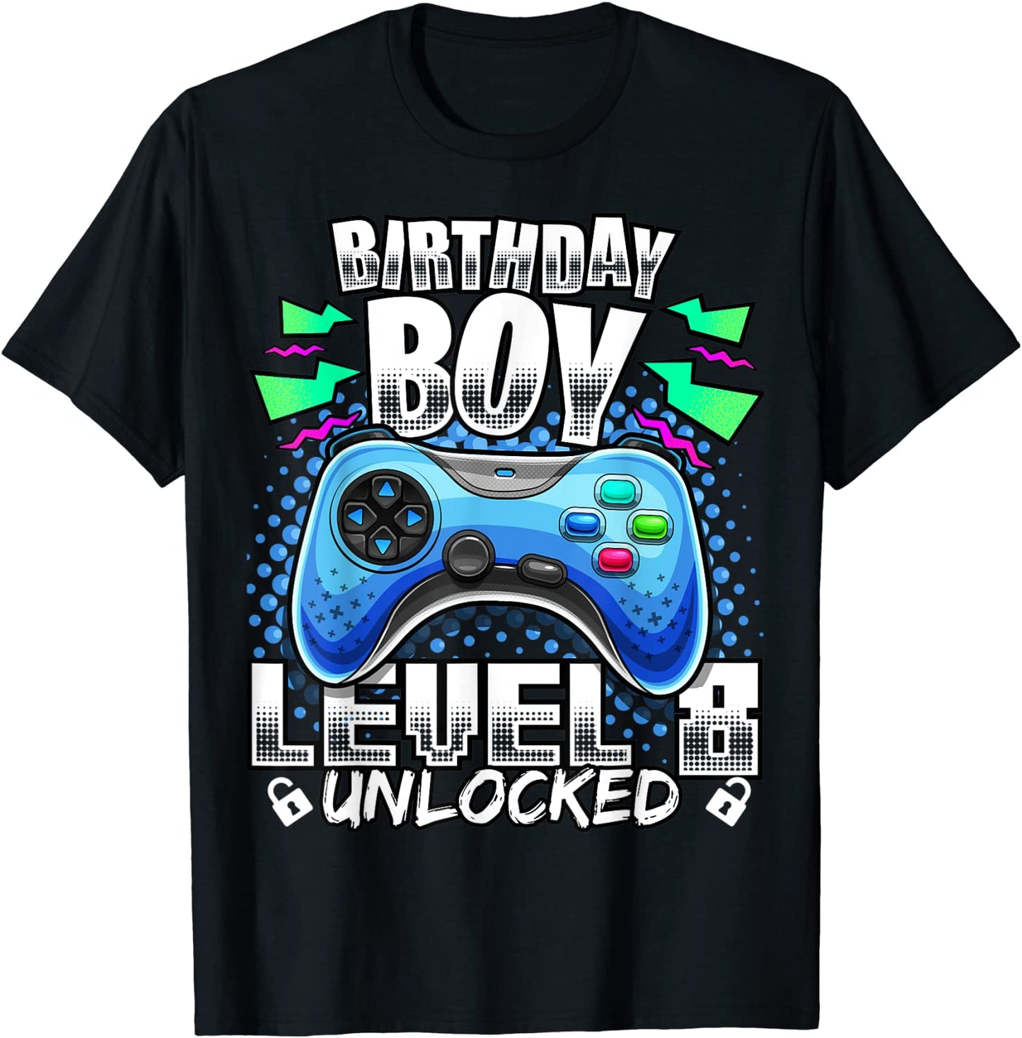 Level 8 Unlocked Video Game 8th Birthday Gamer Gift Boys T-Shirt