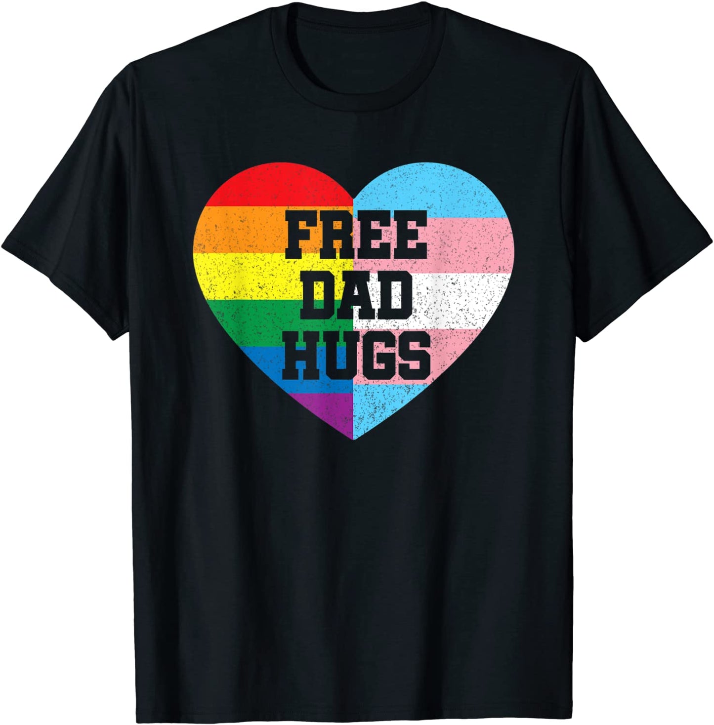 Mens Free Dad Hugs T Shirts Pride Gift LGBT Rainbow Flag Family T-Shirt