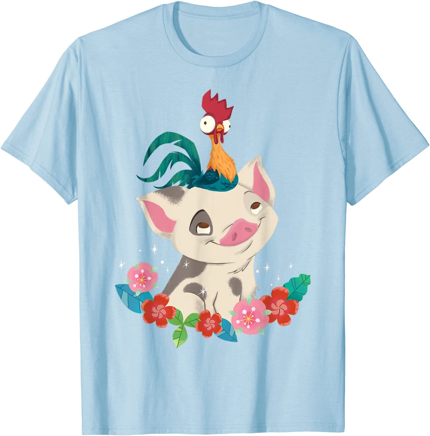Disney Moana HeiHei Rooster Pua Flowers Graphic T-Shirt T-Shirt