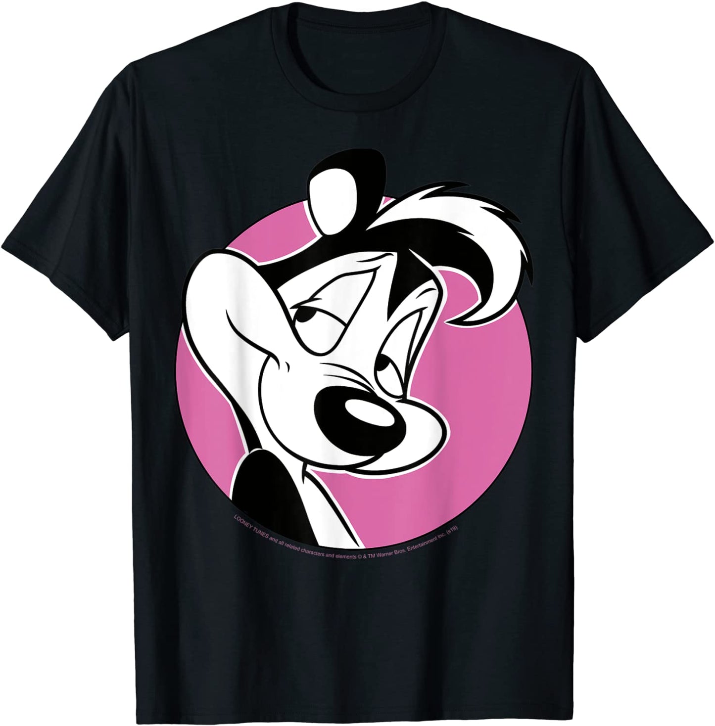 Looney Tunes Pepe Le Pew Pink Circle Portrait T-Shirt