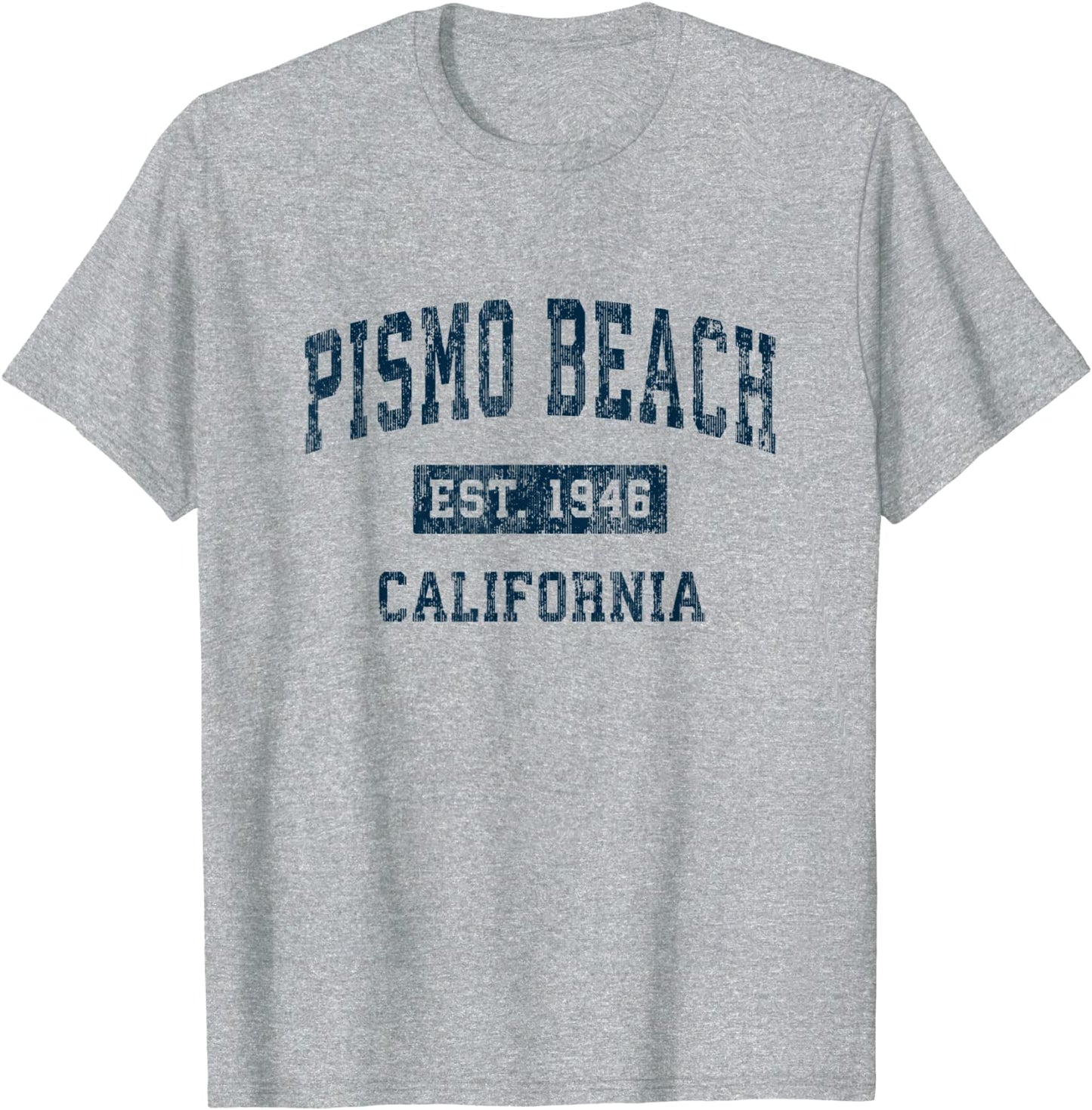 Pismo Beach California CA Vintage Sports Design Navy Print T-Shirt