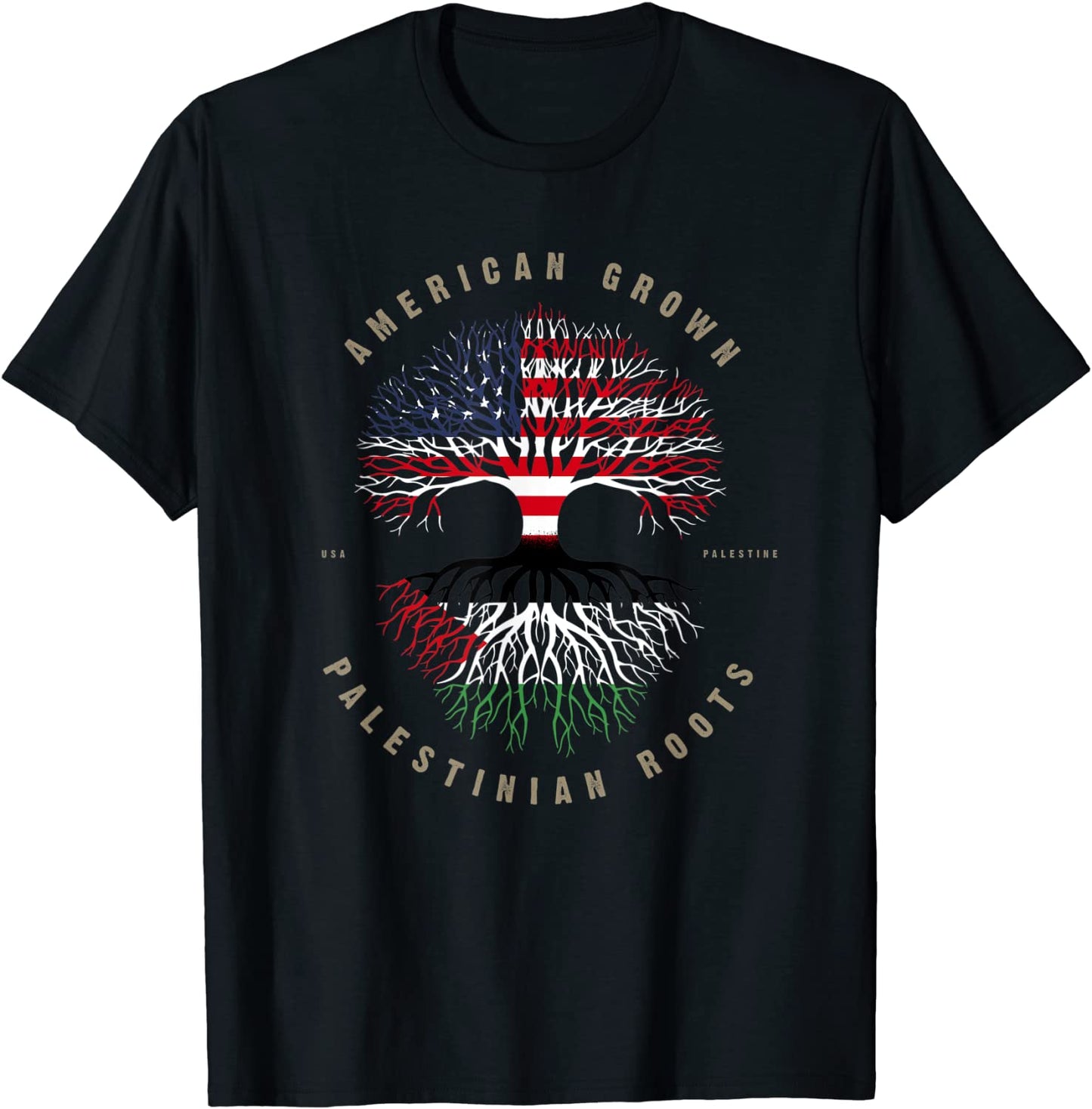 American Grown Palestinian Roots Palestine Flag T-Shirt