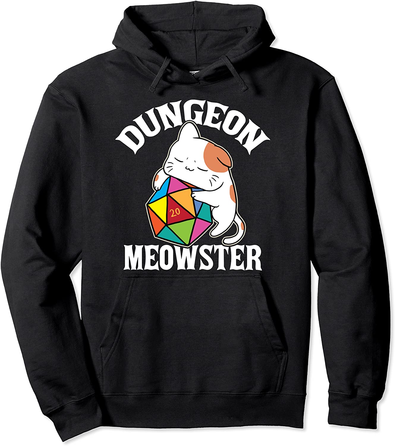 Dungeon Meowster Nerdy D20 Dice Nerd Kitten Cat RPG Gamer Pullover Hoodie