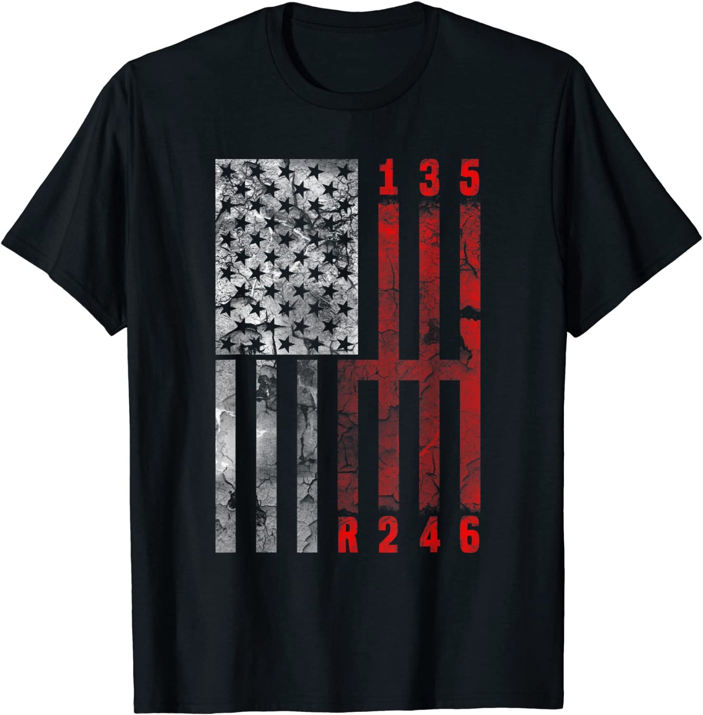 Stick Shift American Flag Muscle Car 6 Gears Mechanic Shirt