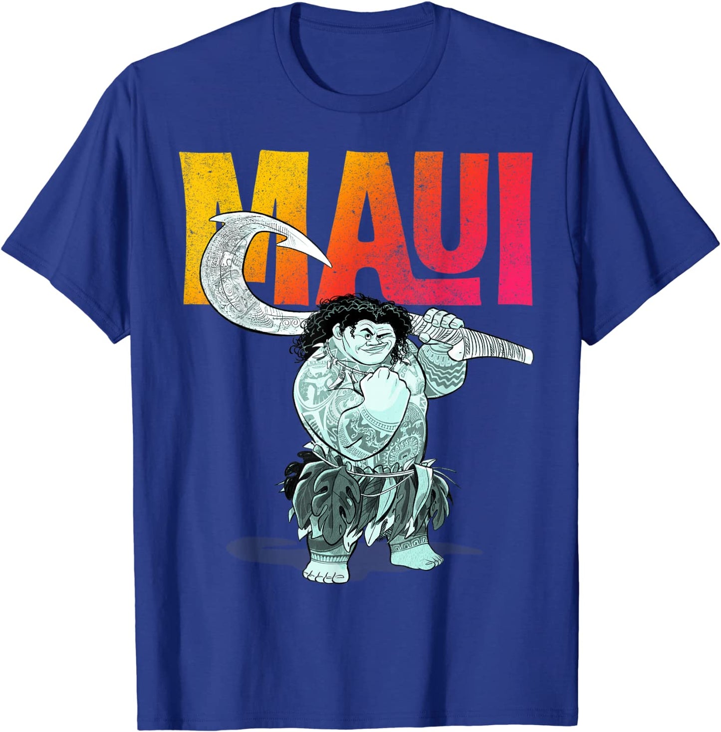 Disney Moana Maui Gradient Text Tough Pose Portrait T-Shirt