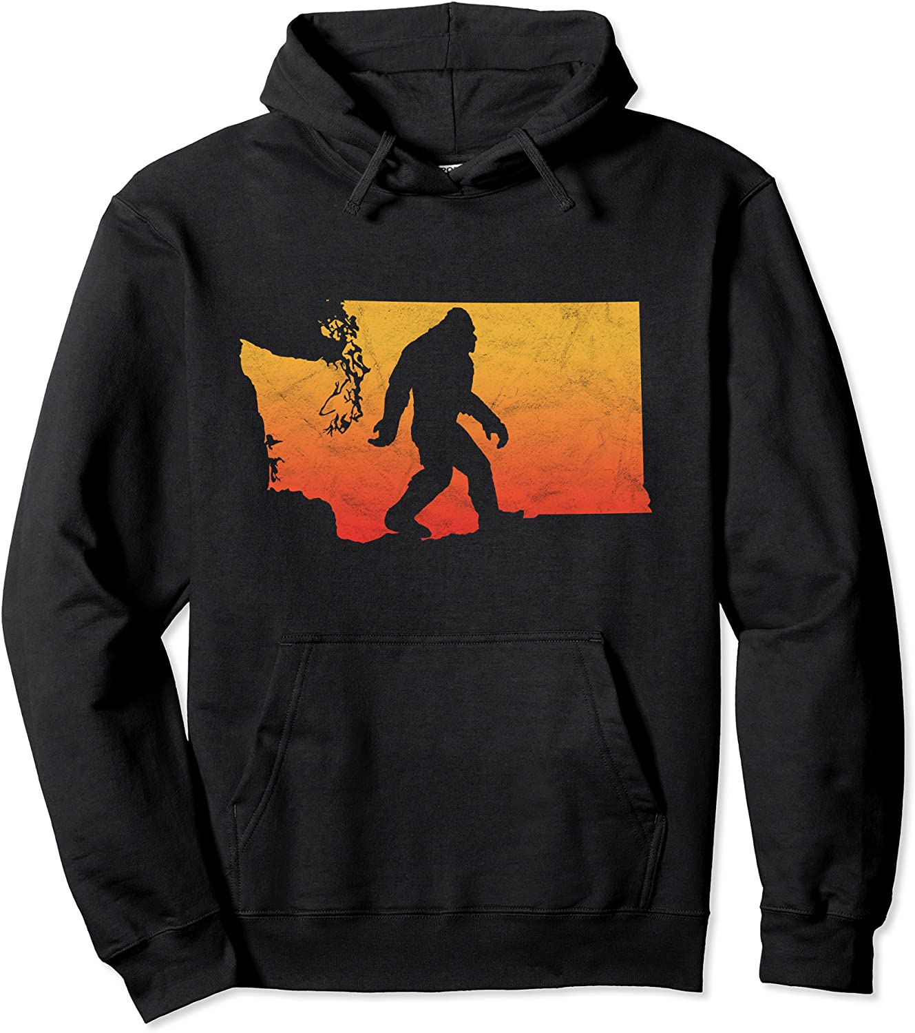 Retro State of Washington Bigfoot Believer Hoodie