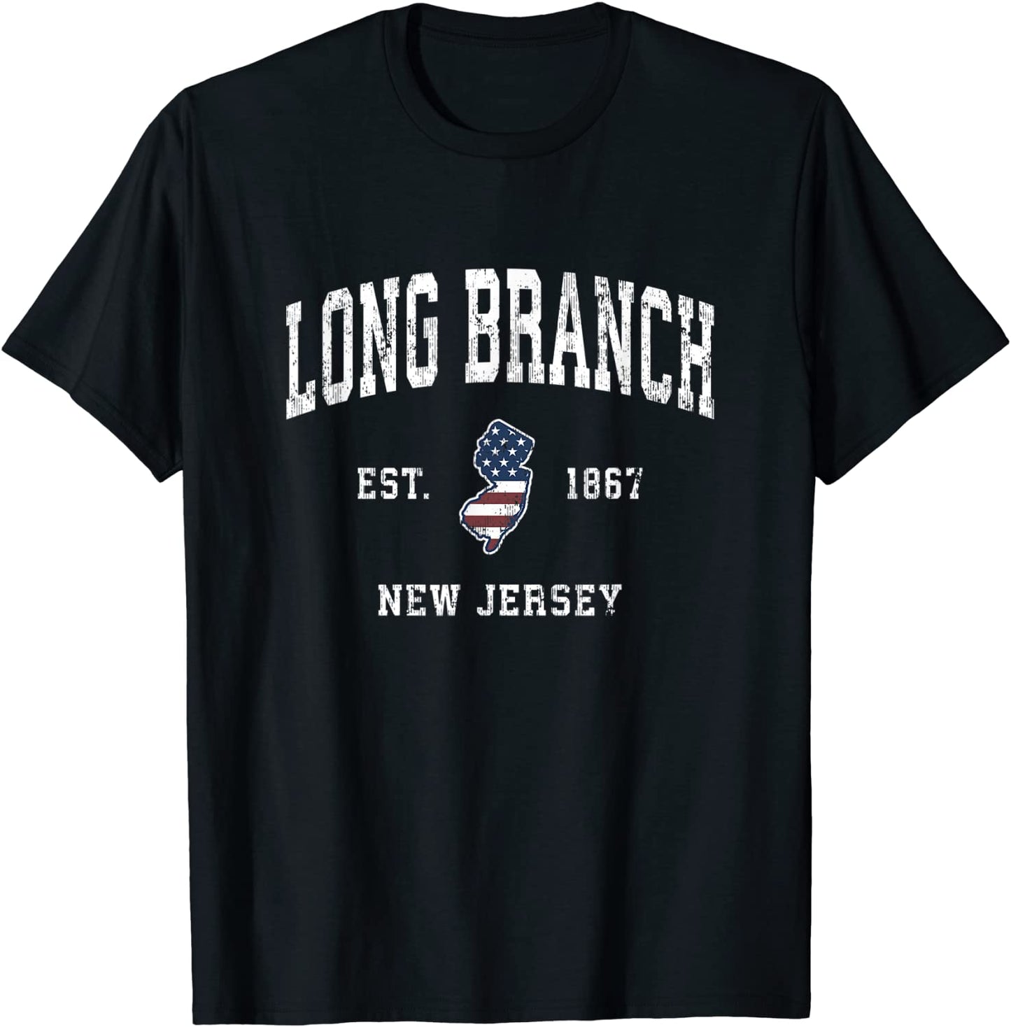Long Branch New Jersey NJ Vintage American Flag Sports Desig T-Shirt