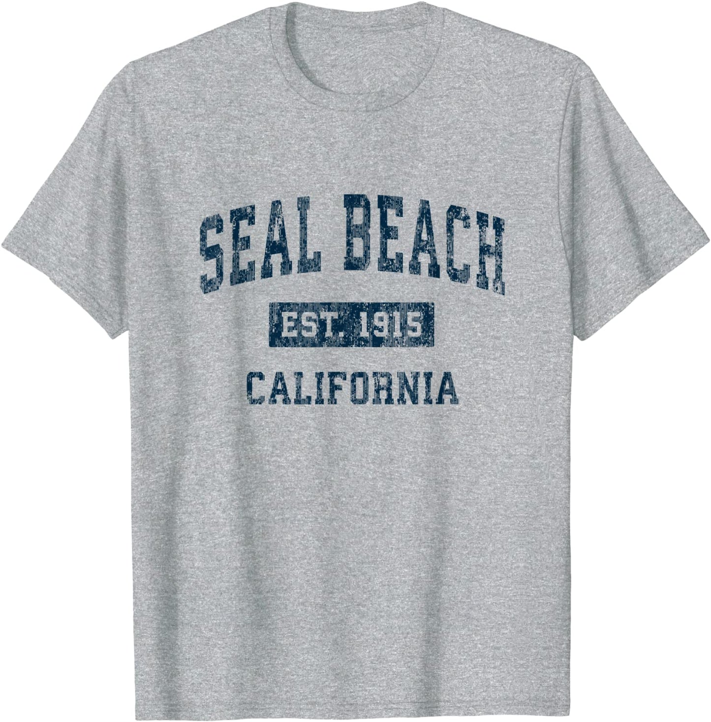 Seal Beach California CA Vintage Sports Design Navy Print T-Shirt