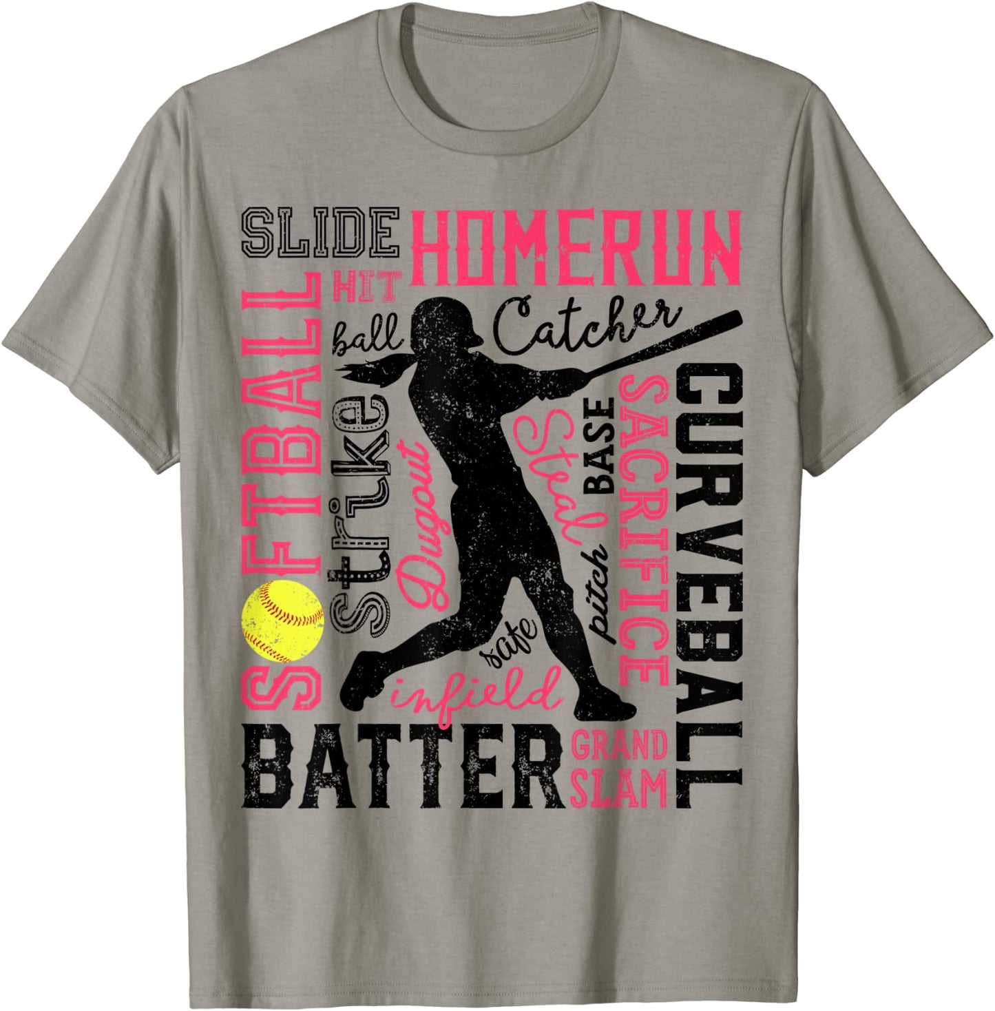 Softball T Shirt For Girls Women Gift Batter Pitcher Catcher