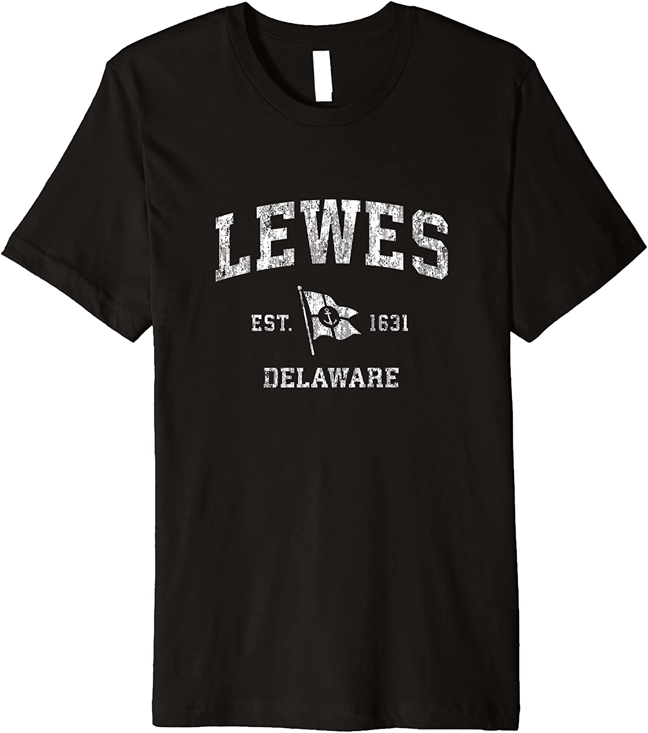 Lewes DE Vintage Nautical Boat Anchor Flag Sports Premium T-Shirt