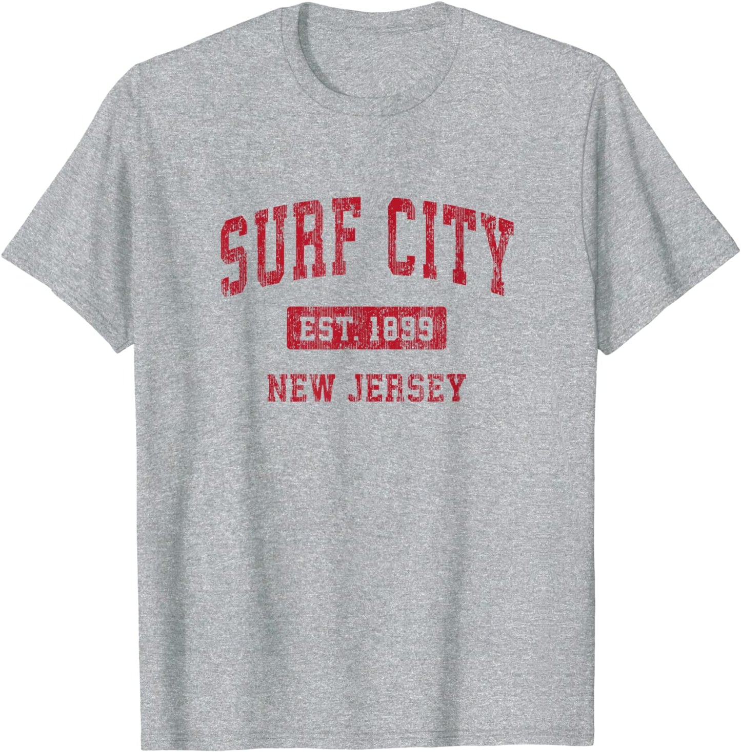 Surf City New Jersey NJ Vintage Sports Design Red Design T-Shirt