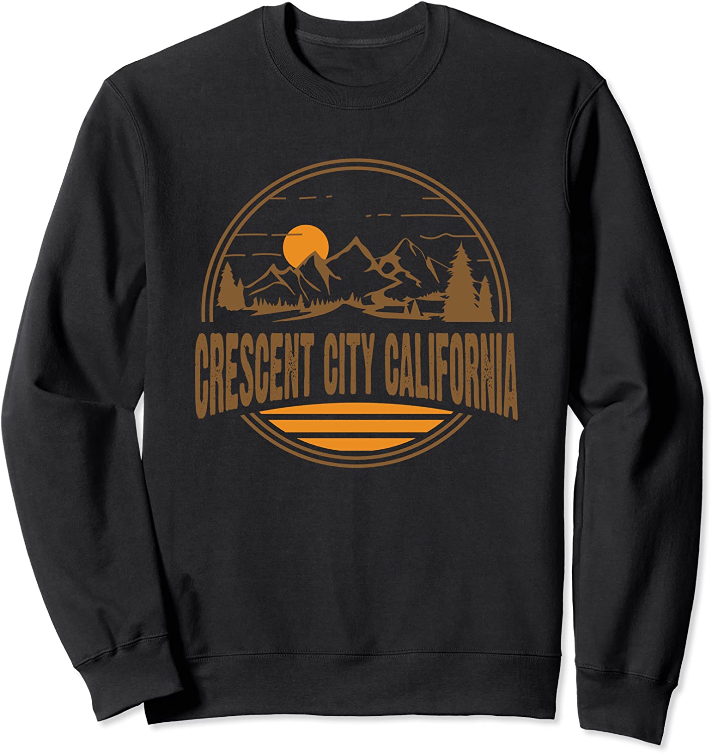 Vintage Crescent City California Mountain Hiking Print Sweatshirt