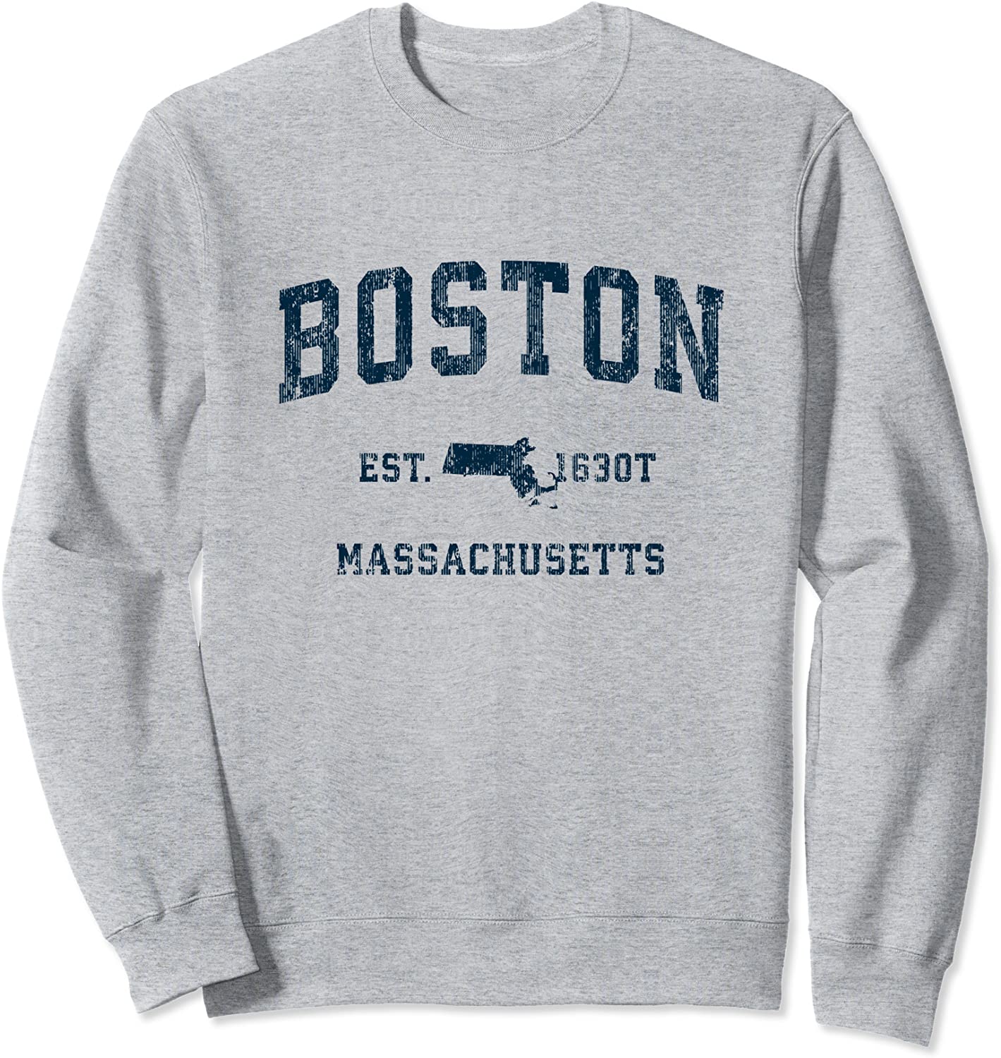 Boston Massachusetts MA Vintage Sports Design Navy Print Sweatshirt