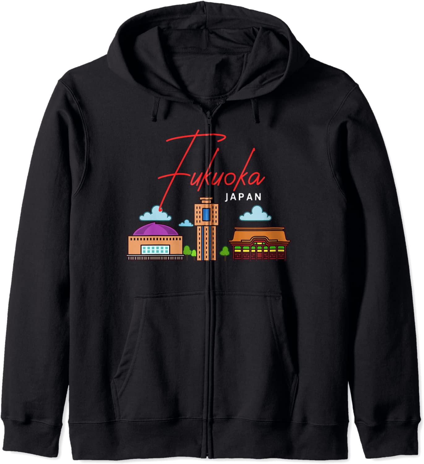 Fukuoka Japan City Skyline Map Travel Hoodie