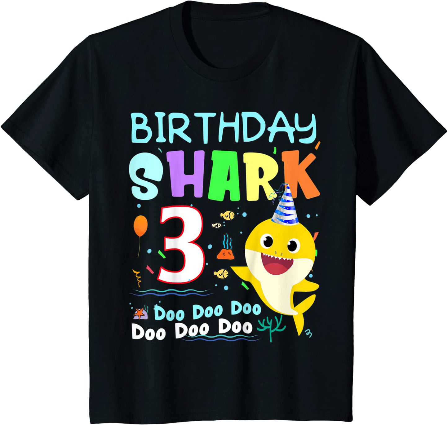 Kids Kids Baby Shark 3 Years Old 3rd Birthday Doo Doo Shirt