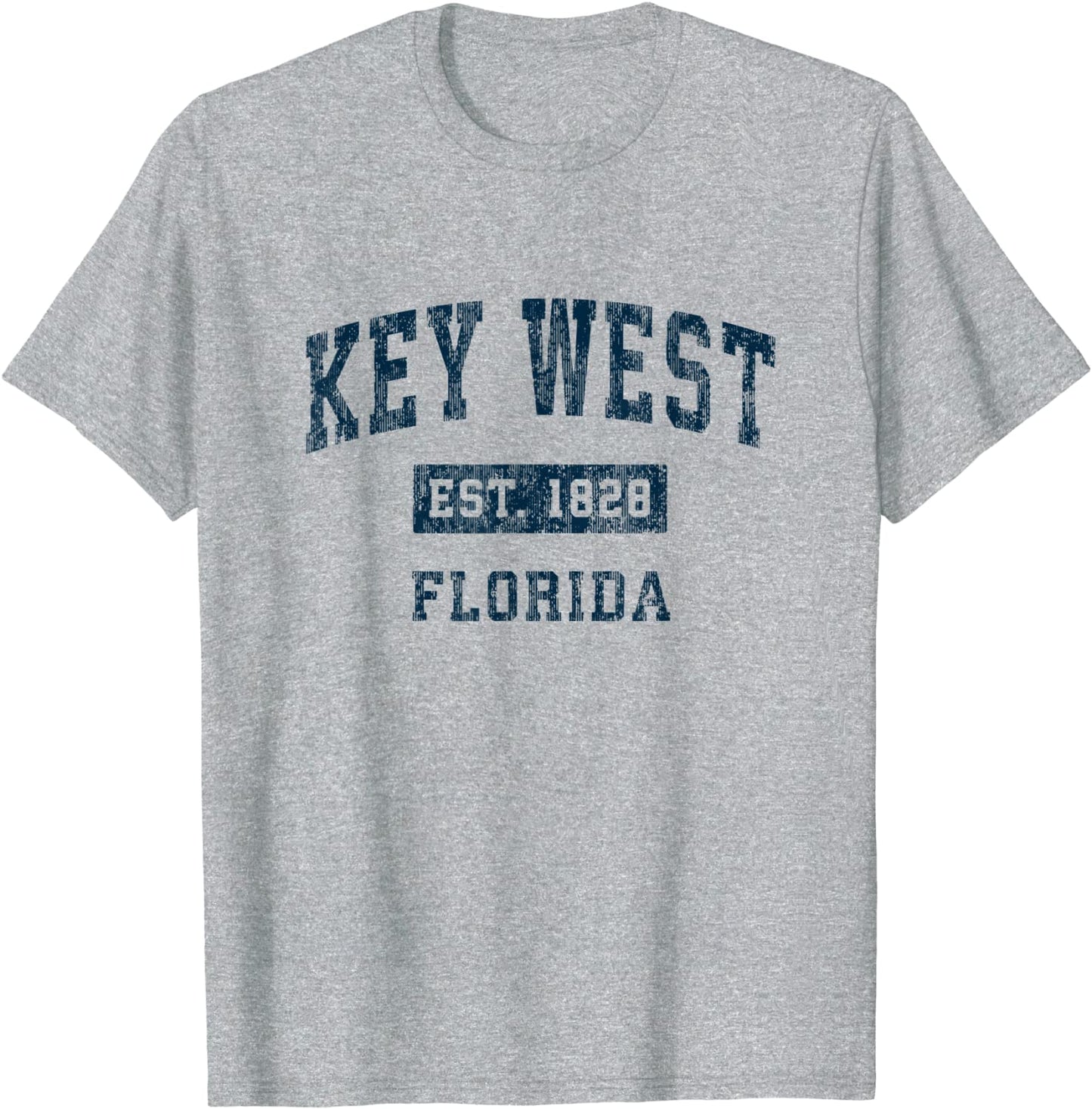 Key West Florida FL Vintage Sports Design Navy Print T-Shirt