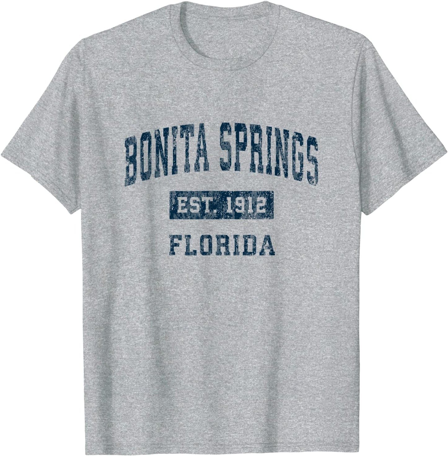 Bonita Springs Florida FL Vintage Sports Design Navy Print T-Shirt