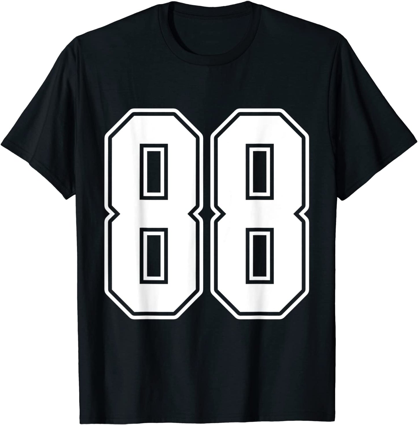 88 White Outline Number 88 Sports Fan Jersey Style T-Shirt
