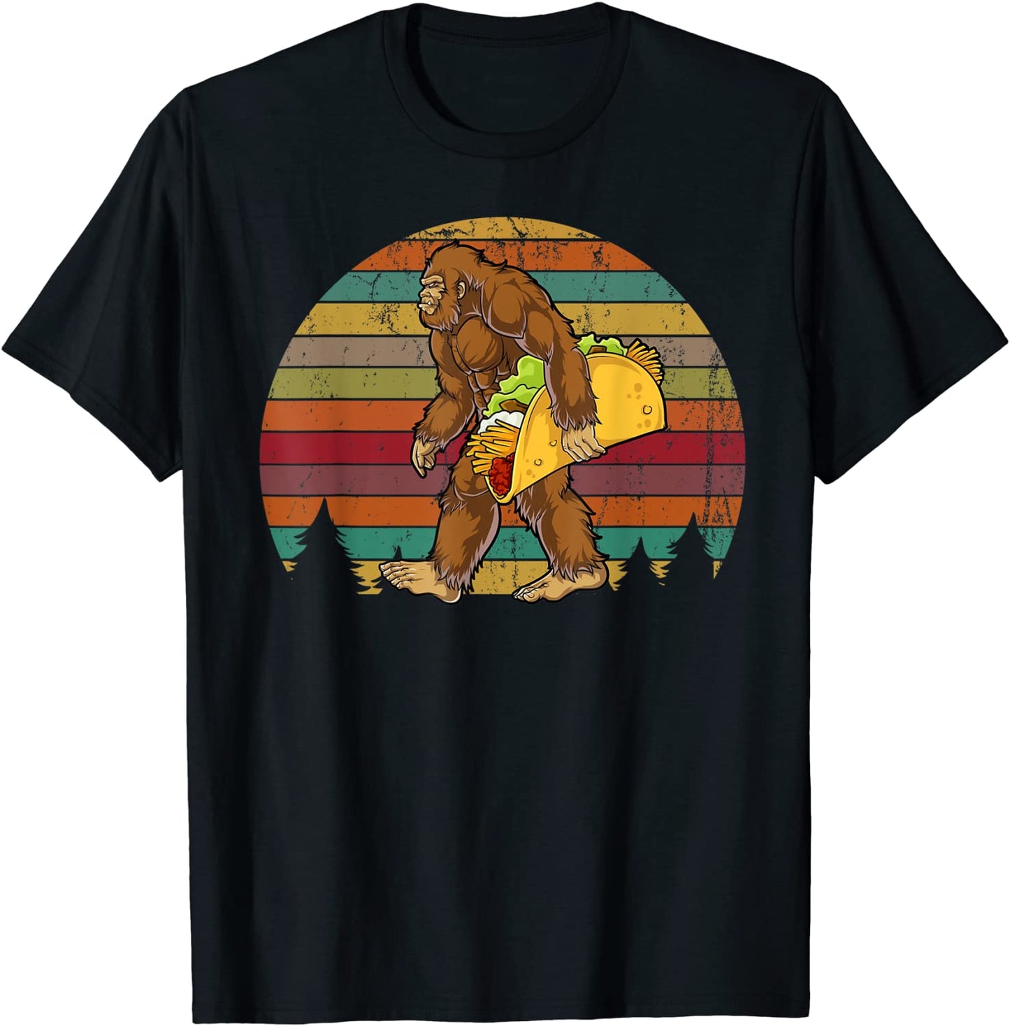 Bigfoot Carrying Taco - Bigfoot Retro Vintage T-Shirt