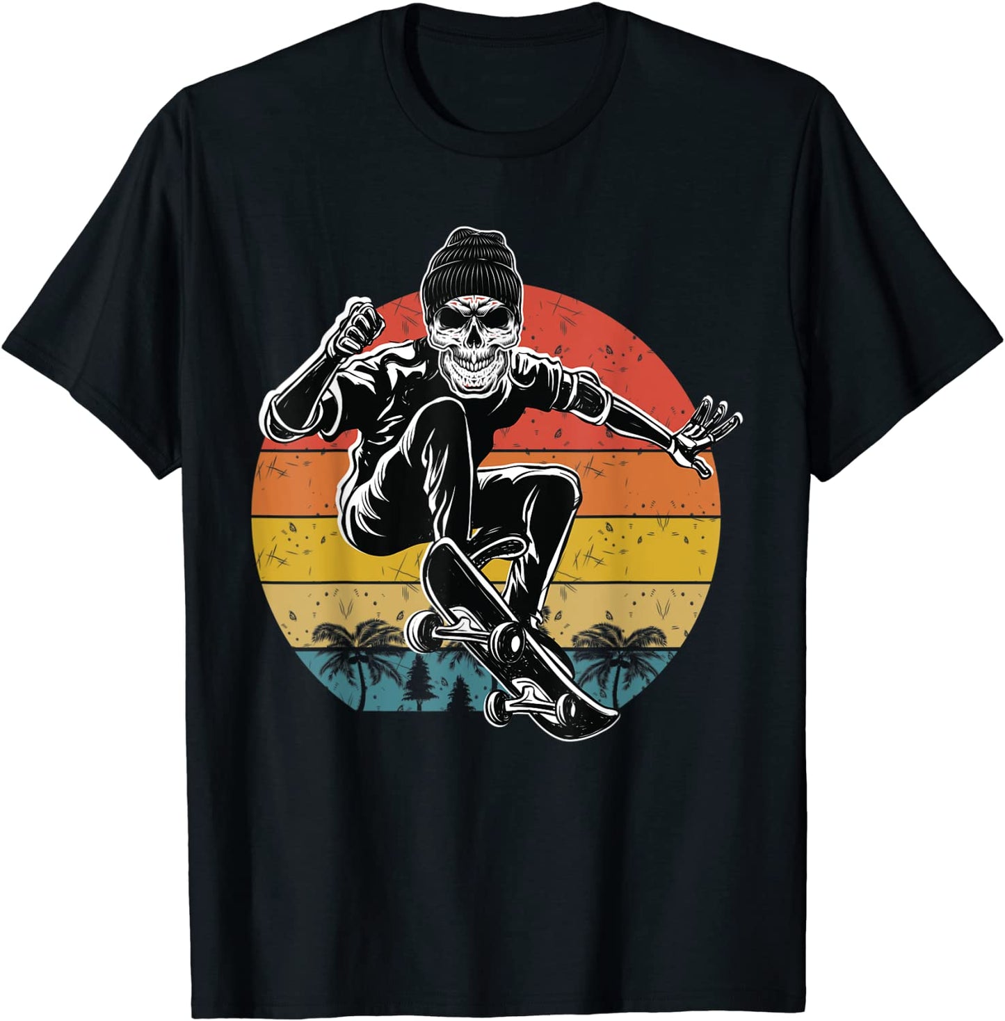 Skull Retro vintage Skateboarder Skater Extreme Sports Skate T-Shirt