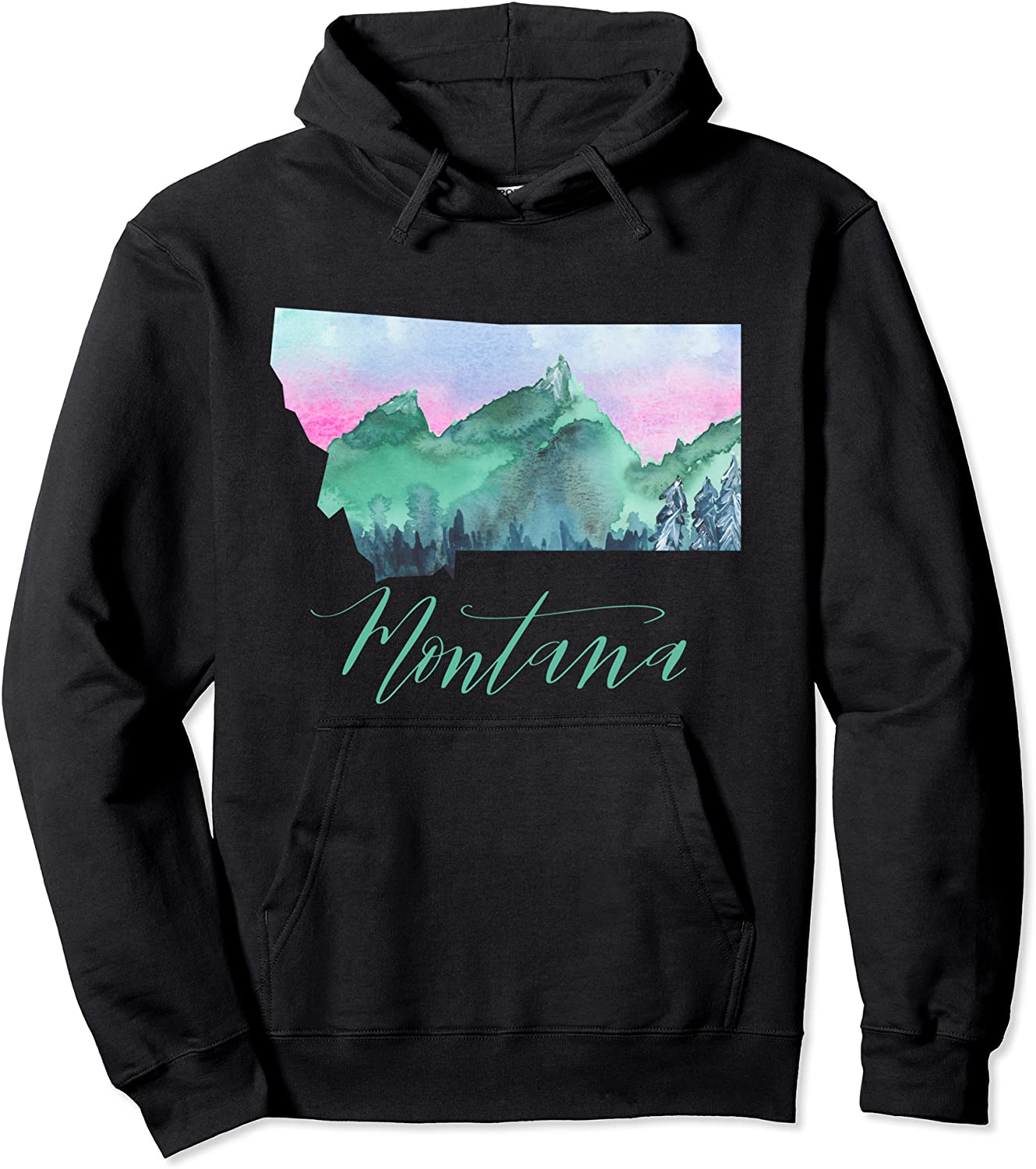 Watercolor Painting Montana Hoodie State Pride Lettering