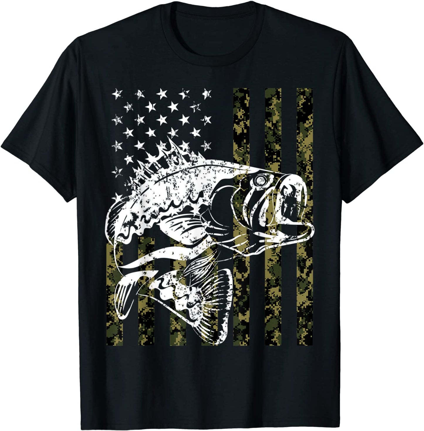 Fishing Tshirt Camouflage USA Flag for Bass Fisherman Gifts T-Shirt