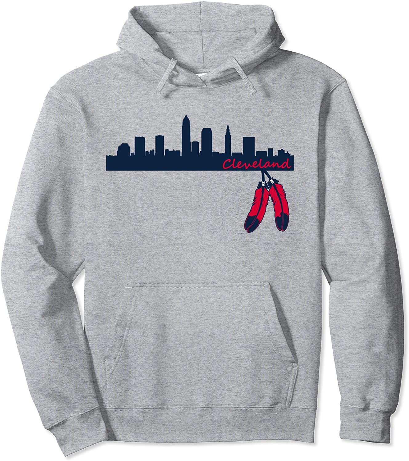Cleveland Skyline Native American Feather Pullover Hoodie