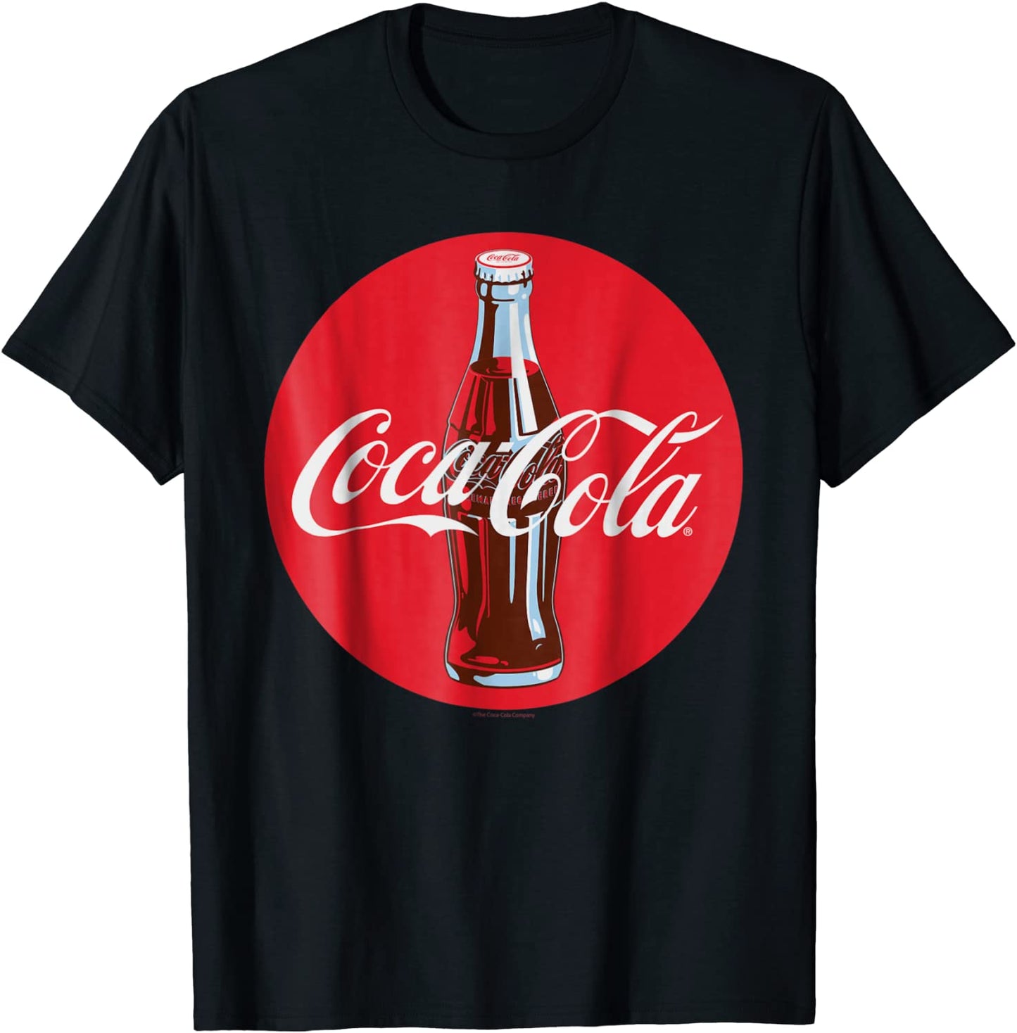Coca-Cola Red Circle Retro Bottle Logo Graphic T-Shirt