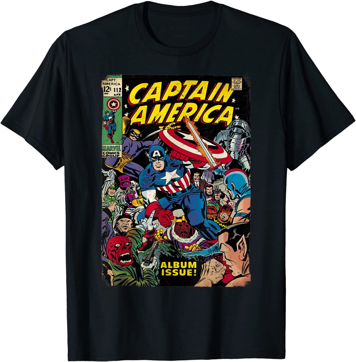 Marvel Captain America Avengers Comic Cover Graphic T-Shirt