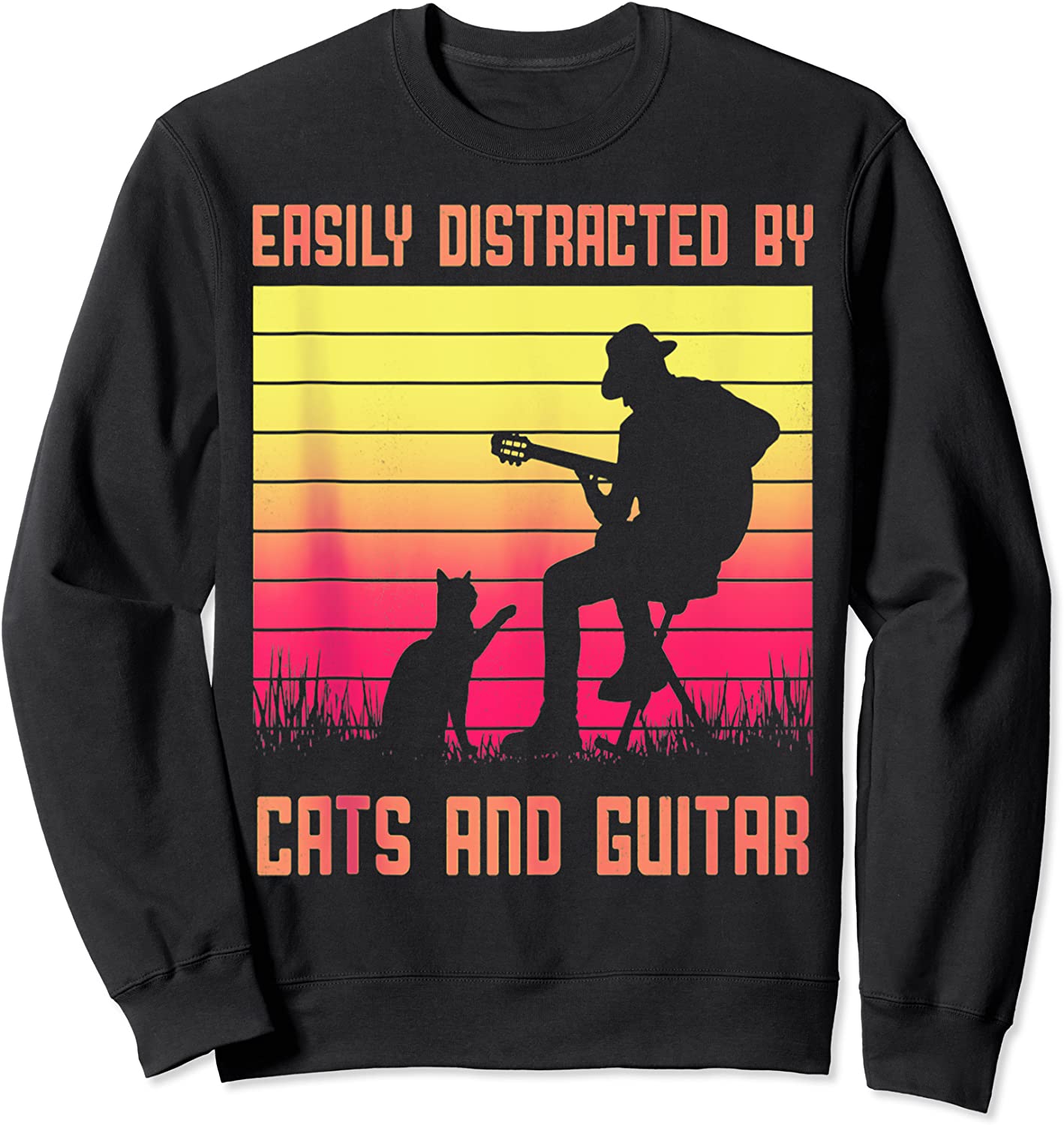 Vintage Best Cat Mom Ever Cats And Guitar Sweatshirt