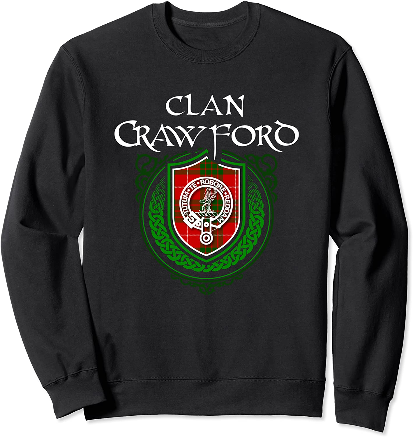 Clan Crawford Surname Scottish Clan Tartan Shield Badge Sweatshirt