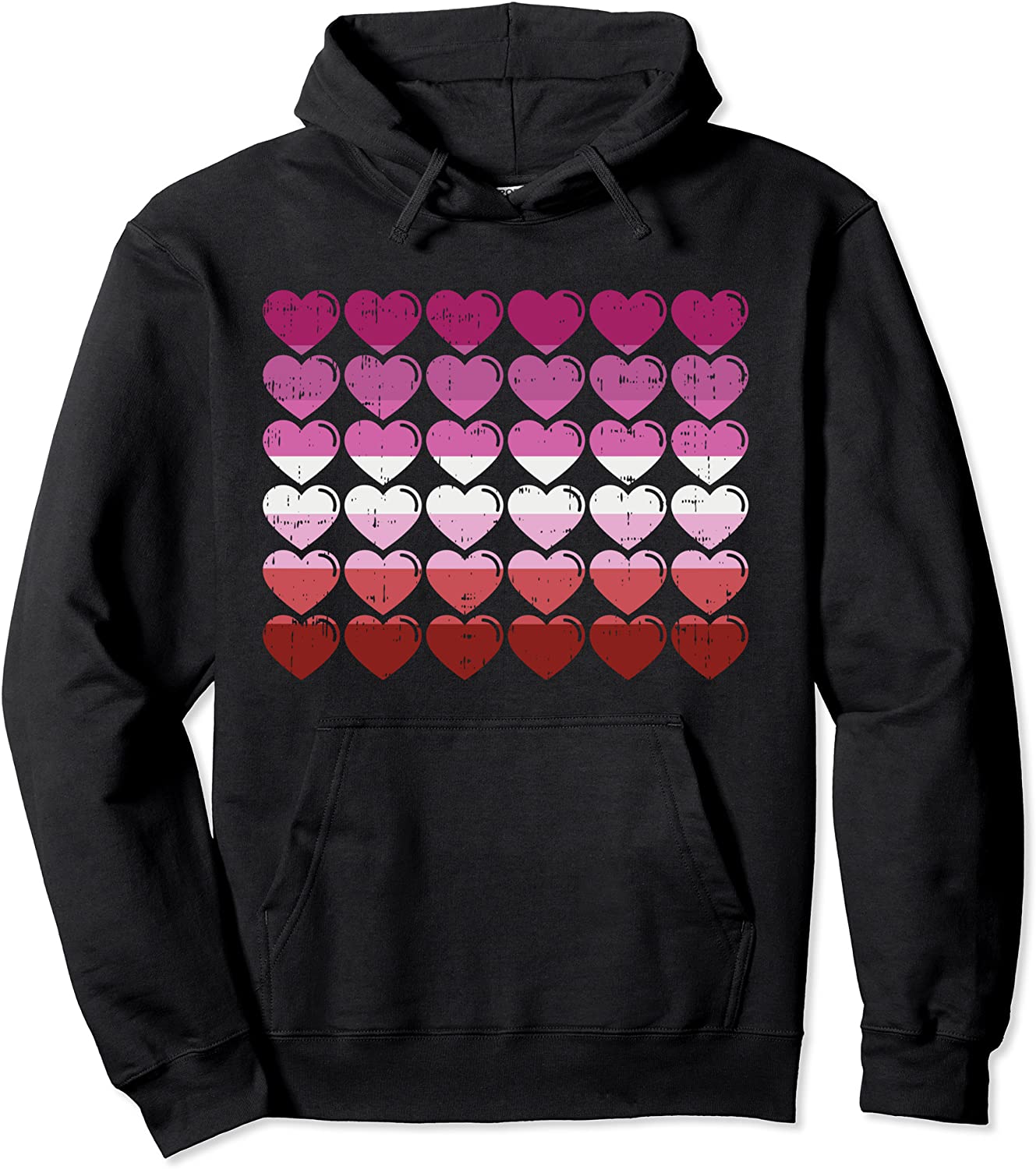 Lesbian Pride Flag Hearts Love Cute Butch Gay LGBT Gift Pullover Hoodie