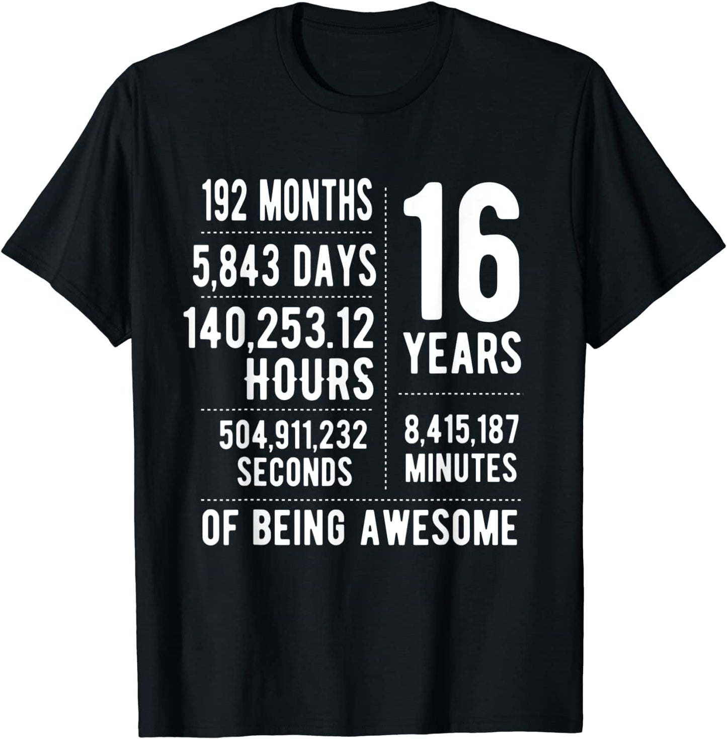 16th Birthday Idea For Boys Girls Funny 16 Years Old T-Shirt