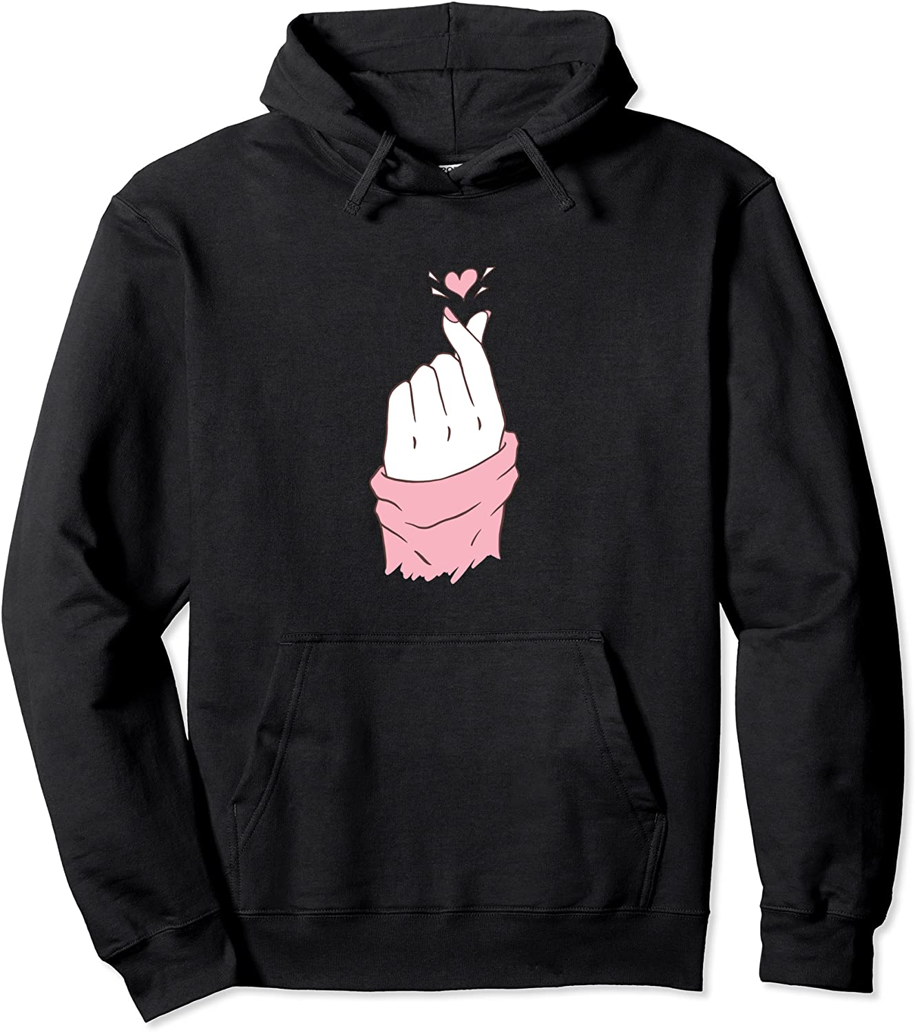 Korean Hand Heart Pink Pullover Hoodie