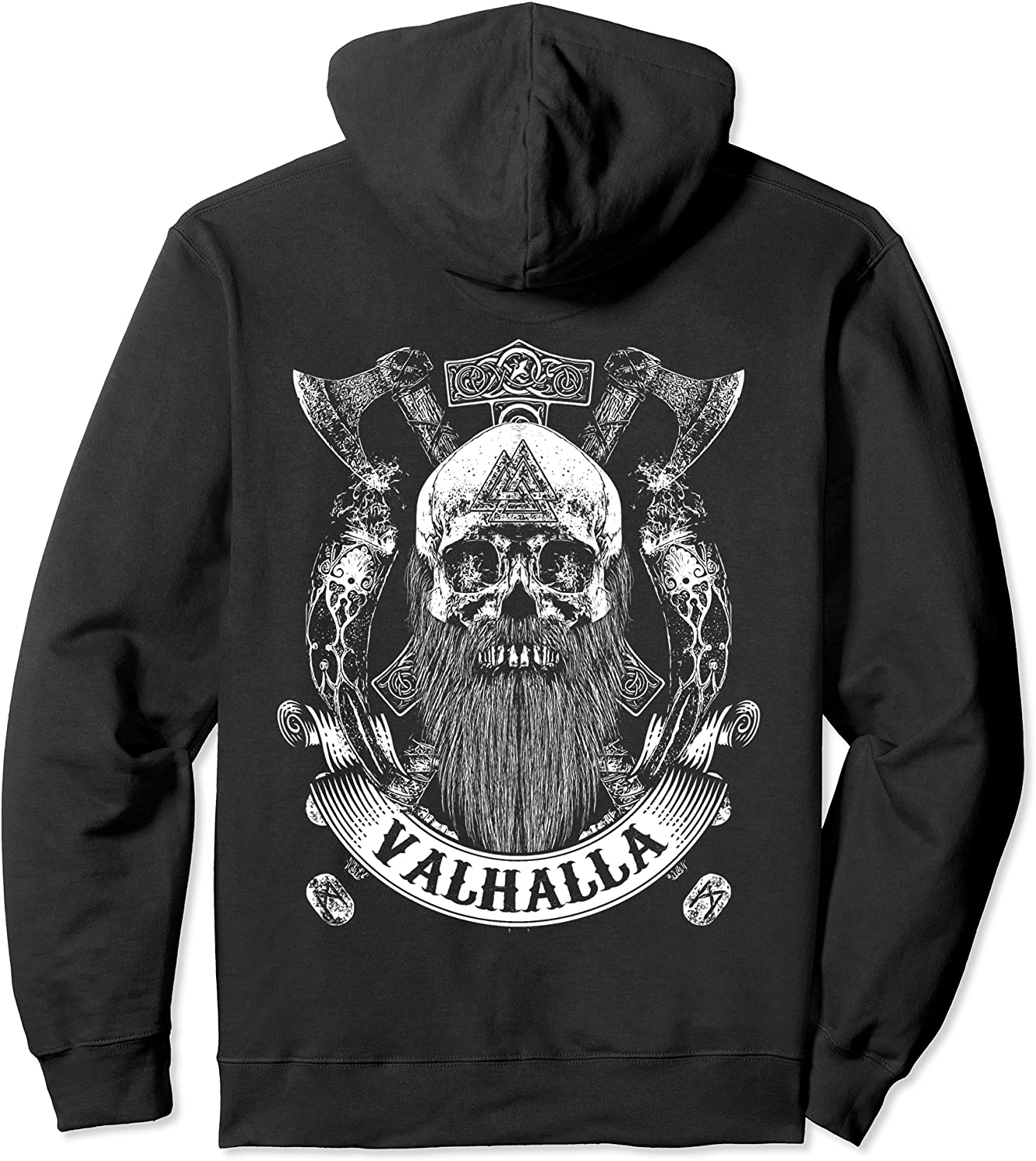 VIKINGS RISE - Skull Beard Runes Valhalla Hoodie Gift