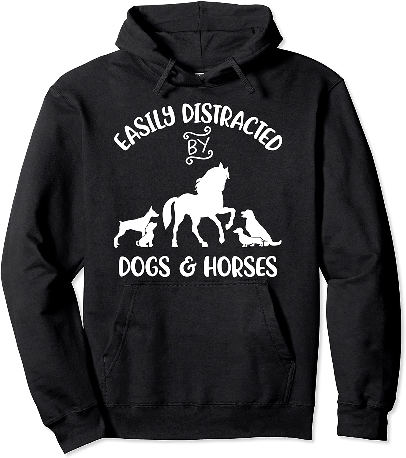 Easily Distracted By Dogs and Horses Women Girls Horse Pullover Hoodie