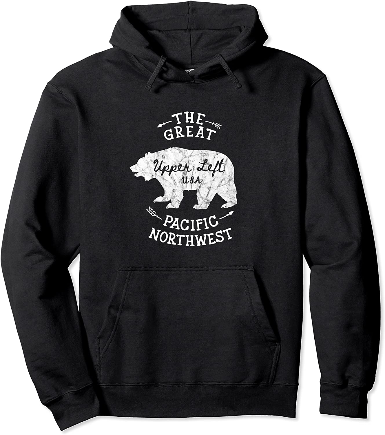PNW - Great Pacific Northwest - Upper Left USA Distressed Pullover Hoodie