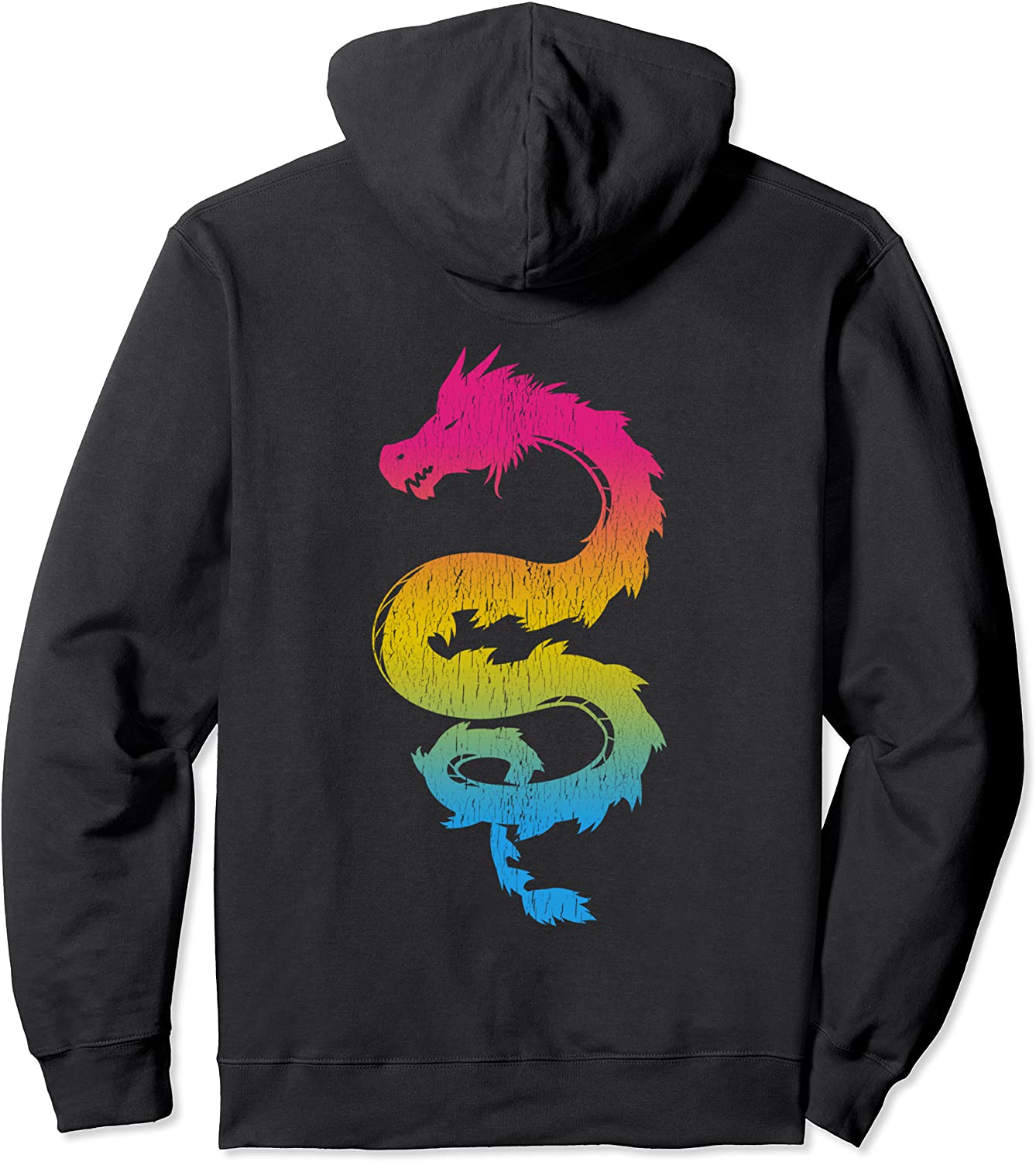Pansexual Japanese Dragon Pan Pride Flag Colors Back Design Pullover Hoodie